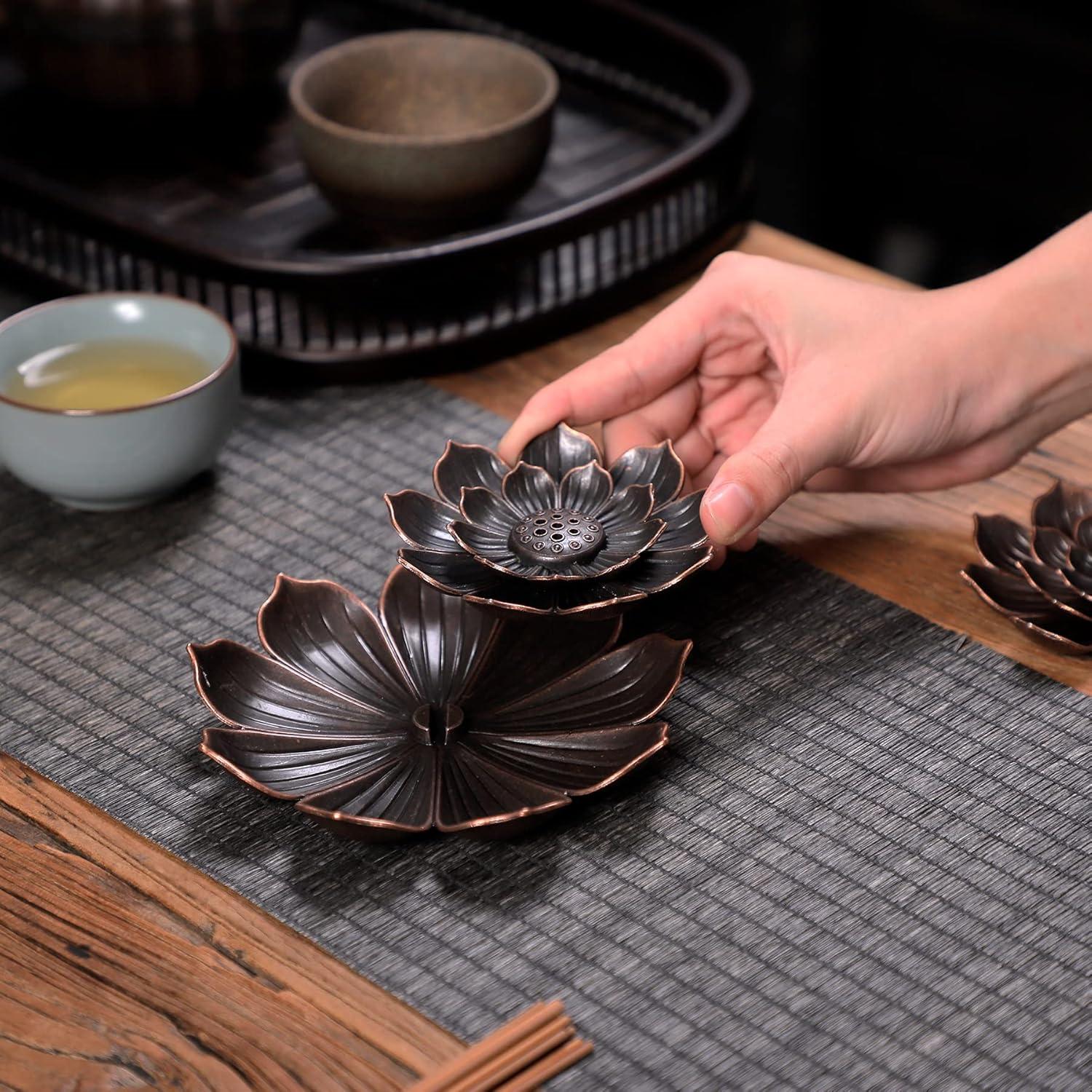 Soporte de Incienso Grande GARMOLY Loto de Zinc Desmontable