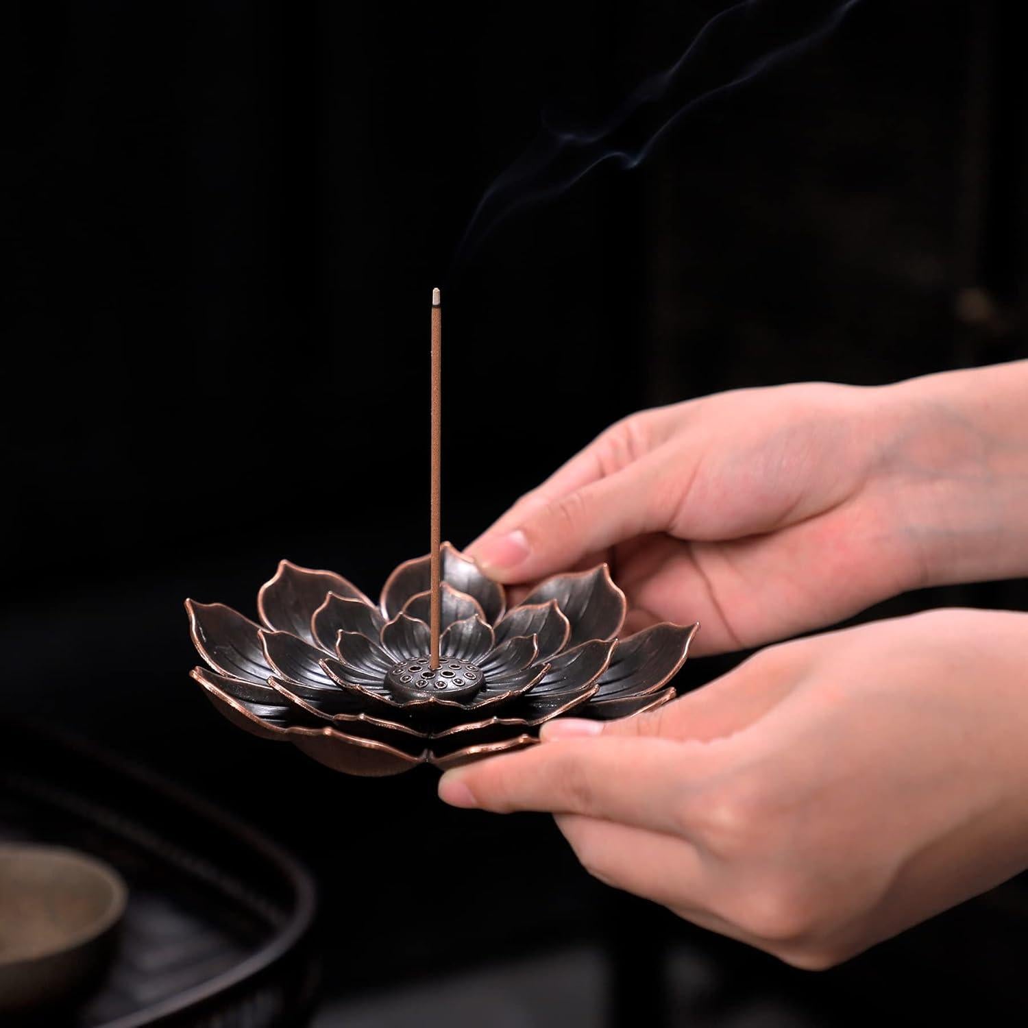 Soporte de Incienso Grande GARMOLY Loto de Zinc Desmontable