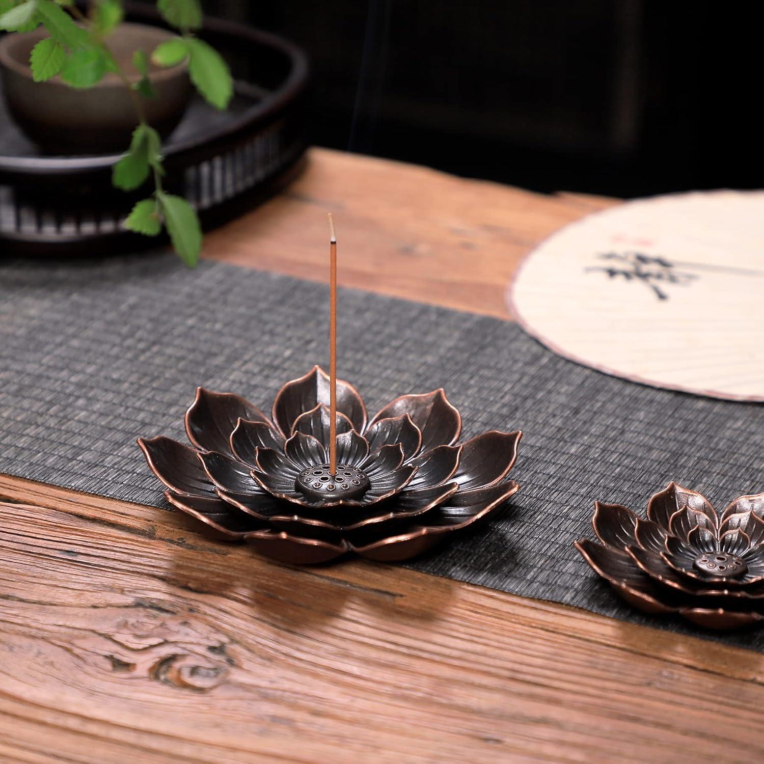 Soporte de Incienso Grande GARMOLY Loto de Zinc Desmontable