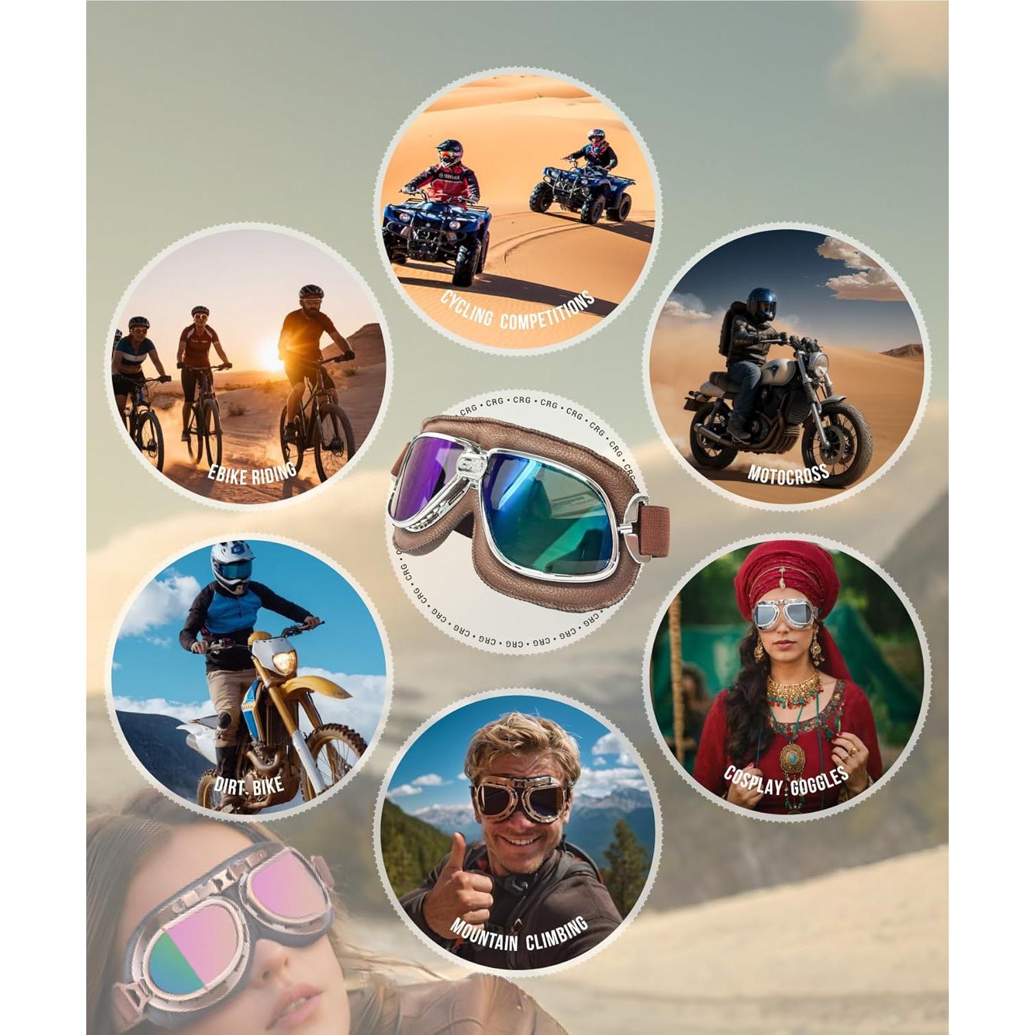 Gafas de Motocicleta CRG Sports Multicolor UV para Adultos