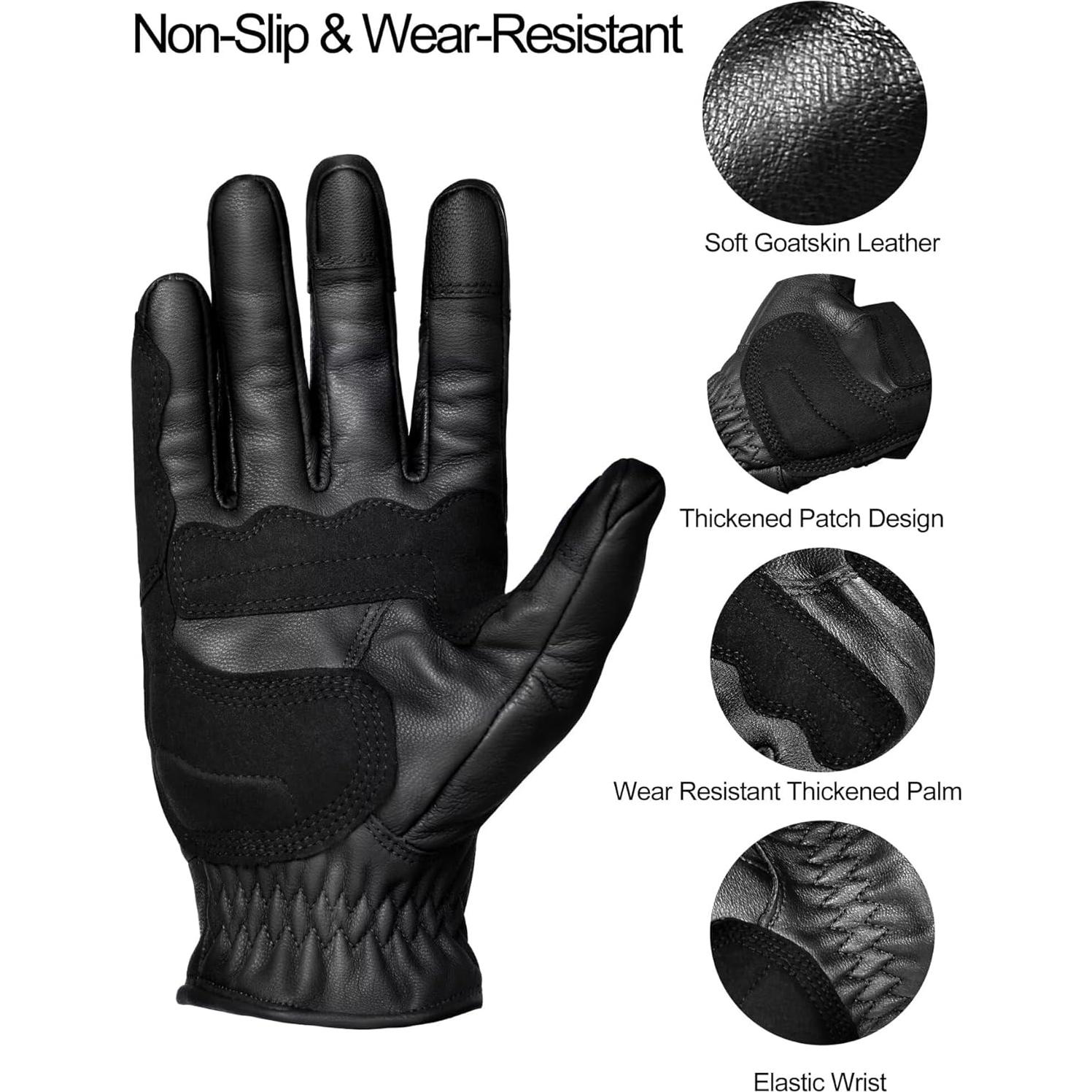 Guantes de Moto INBIKE de Cuero Transpirable XX-Large Negro