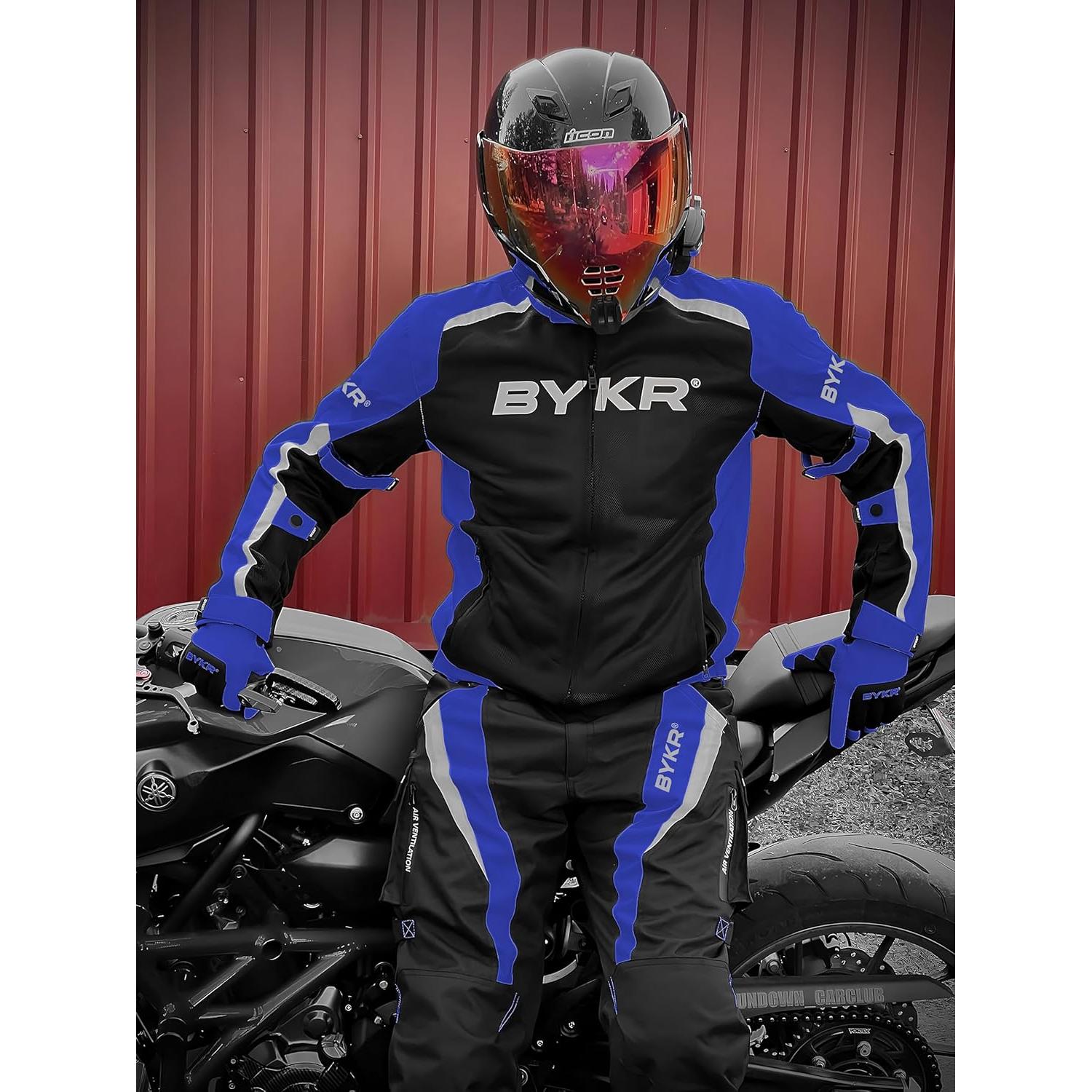 Pantalones de Motocicleta BYKR Unisex 30WX30L Azul Impermeables