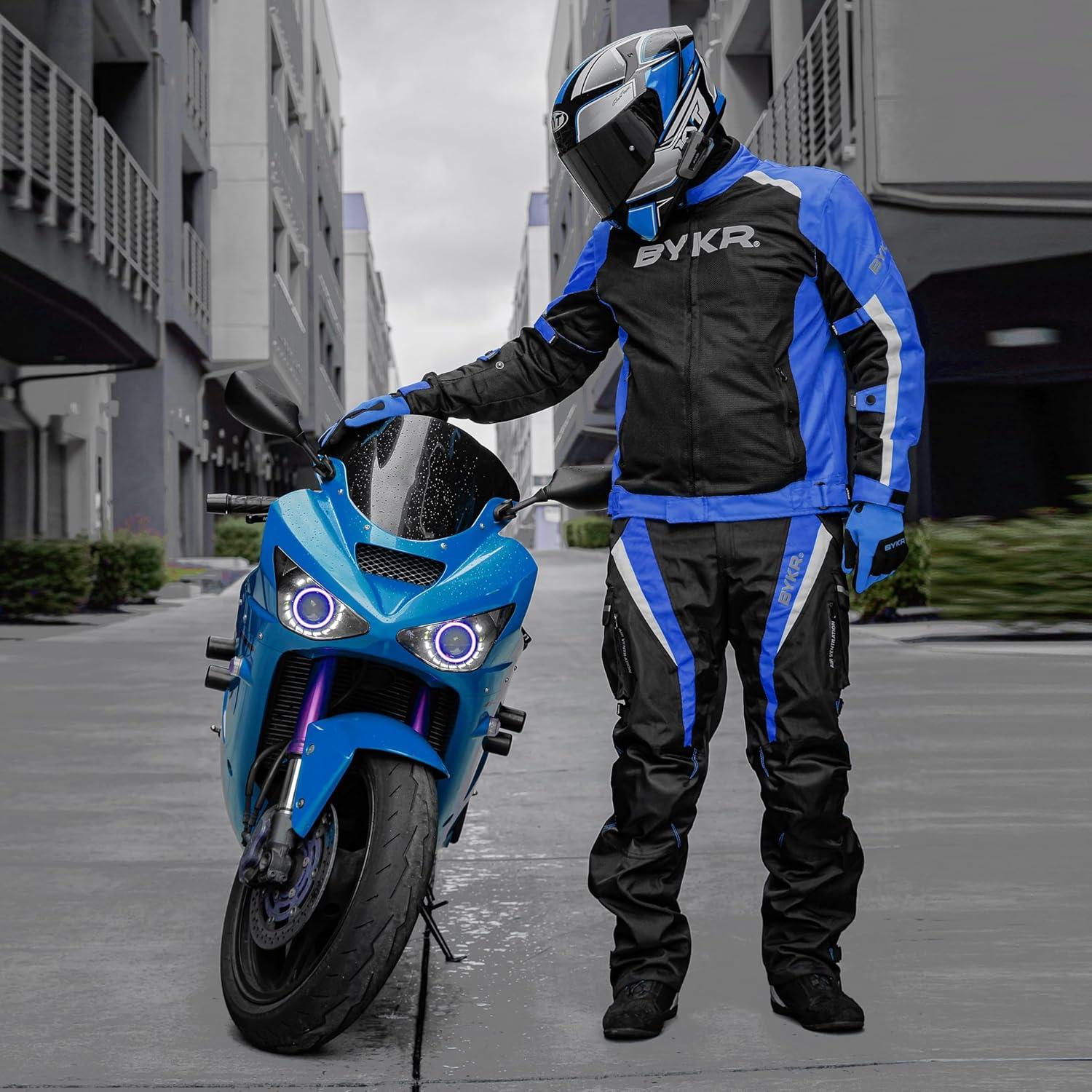 Pantalones de Motocicleta BYKR Unisex 30WX30L Azul Impermeables