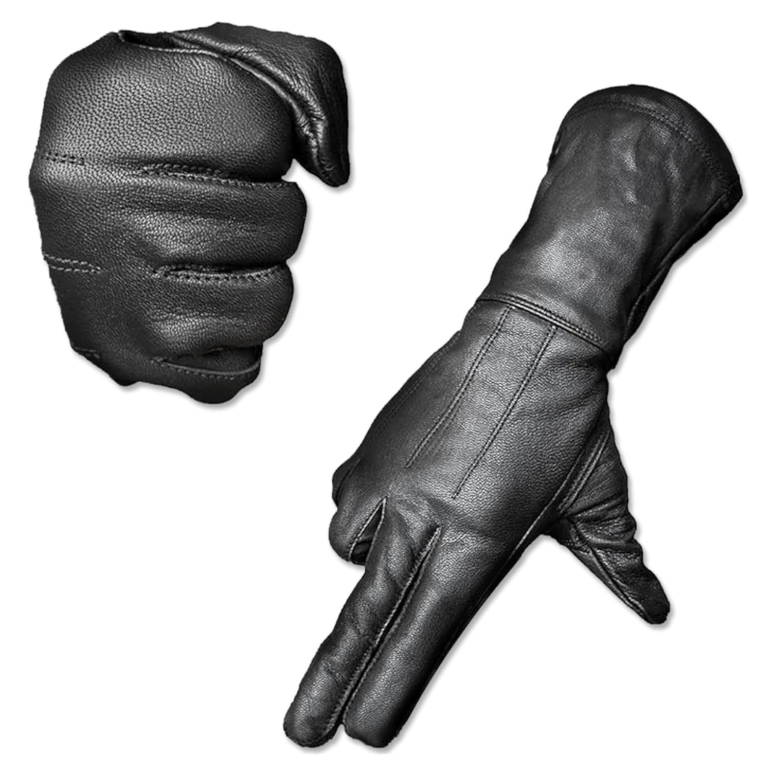 Guantes de Motocicleta Hugger de Cuero Negro 3XL Resistentes al Frío