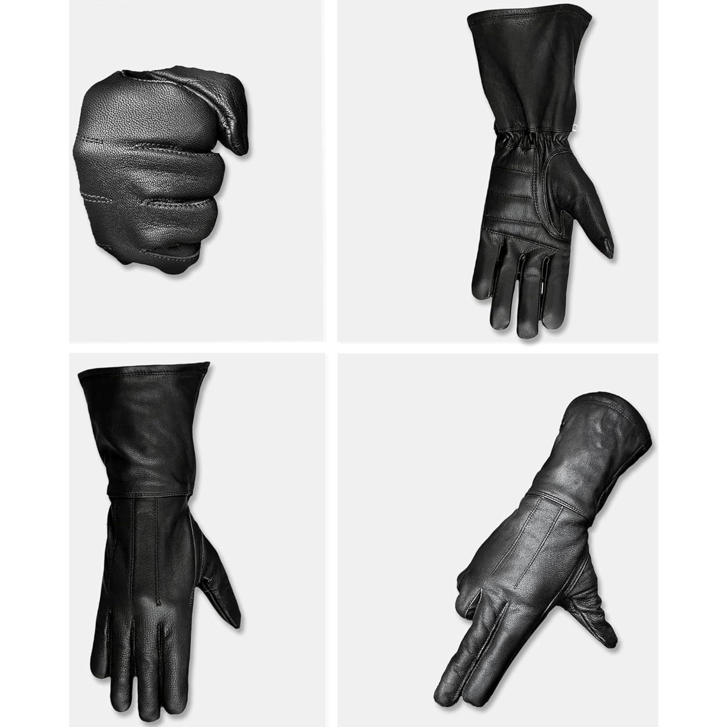 Guantes de Motocicleta Hugger de Cuero Negro 3XL Resistentes al Frío