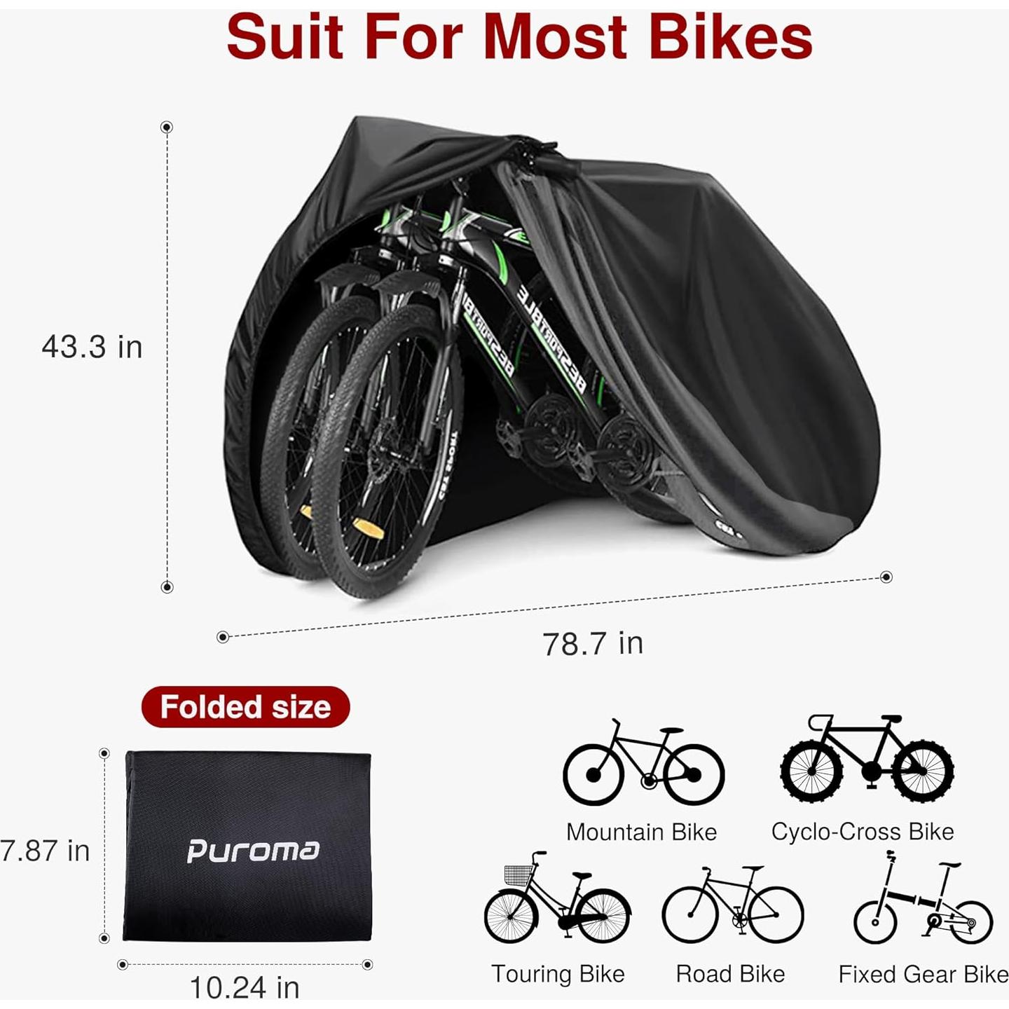 Funda de bicicleta Puroma impermeable 190T negra para 1 bici