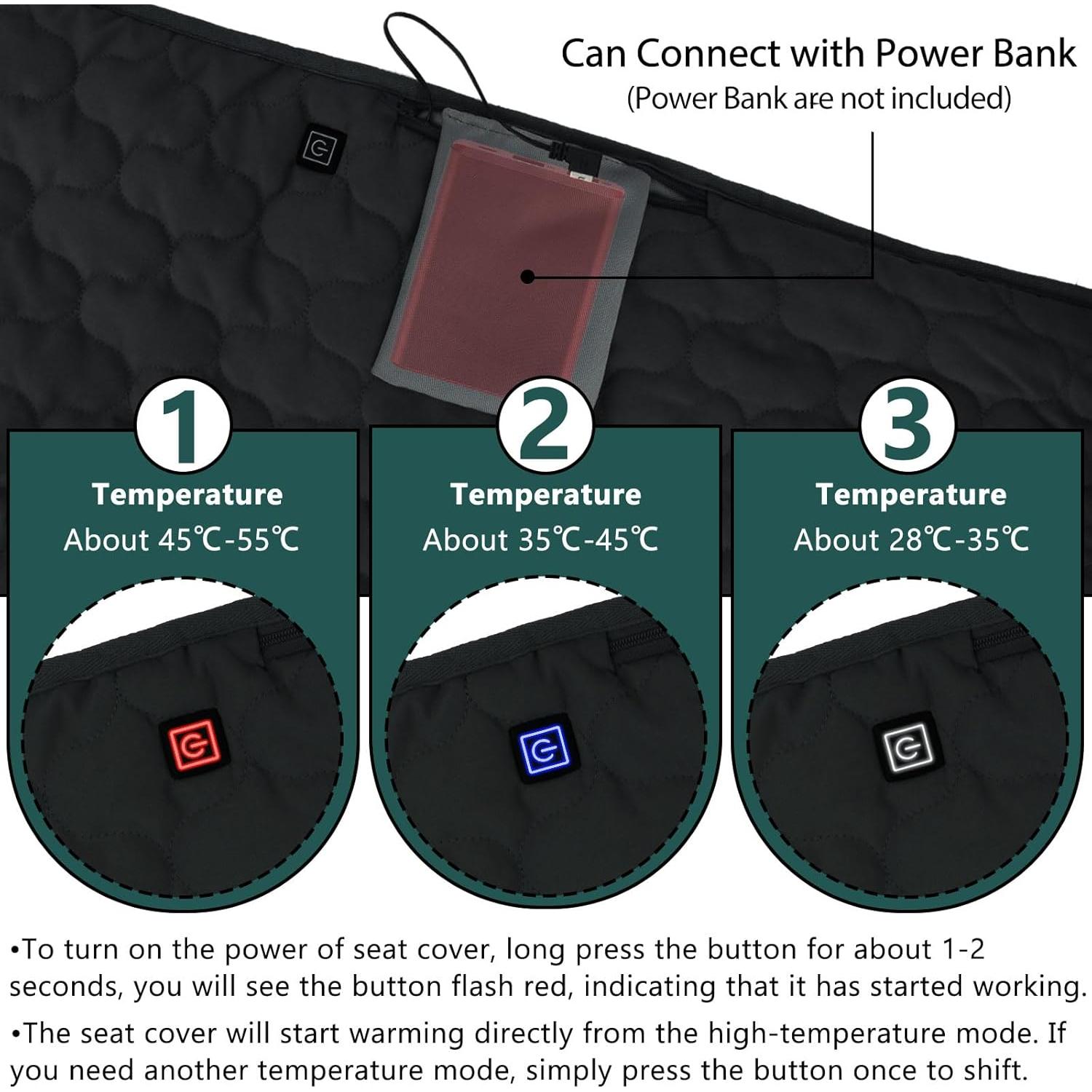 Cubierta de Asiento Calentada para Carro de Golf Zealor - Negro