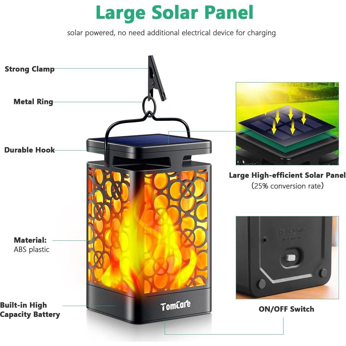 Linternas Solares TomCare 2 Paquete LED Impermeables 35 Lm