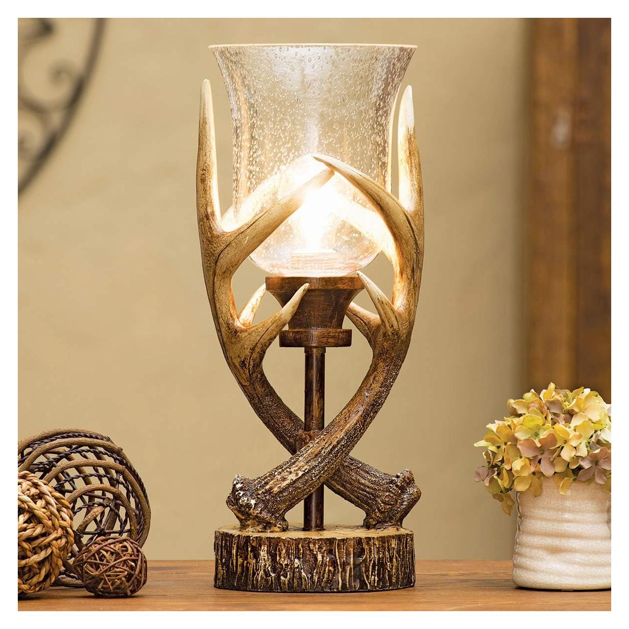 Lámpara de Aplique Rústica Bosque Negro con Globo de Vidrio