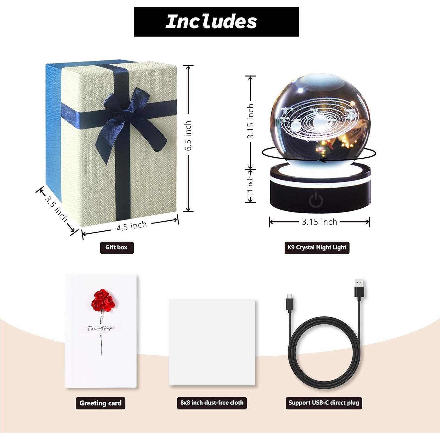 Luz Nocturna 3D CAVA Sistema Solar Multicolor 8x8cm