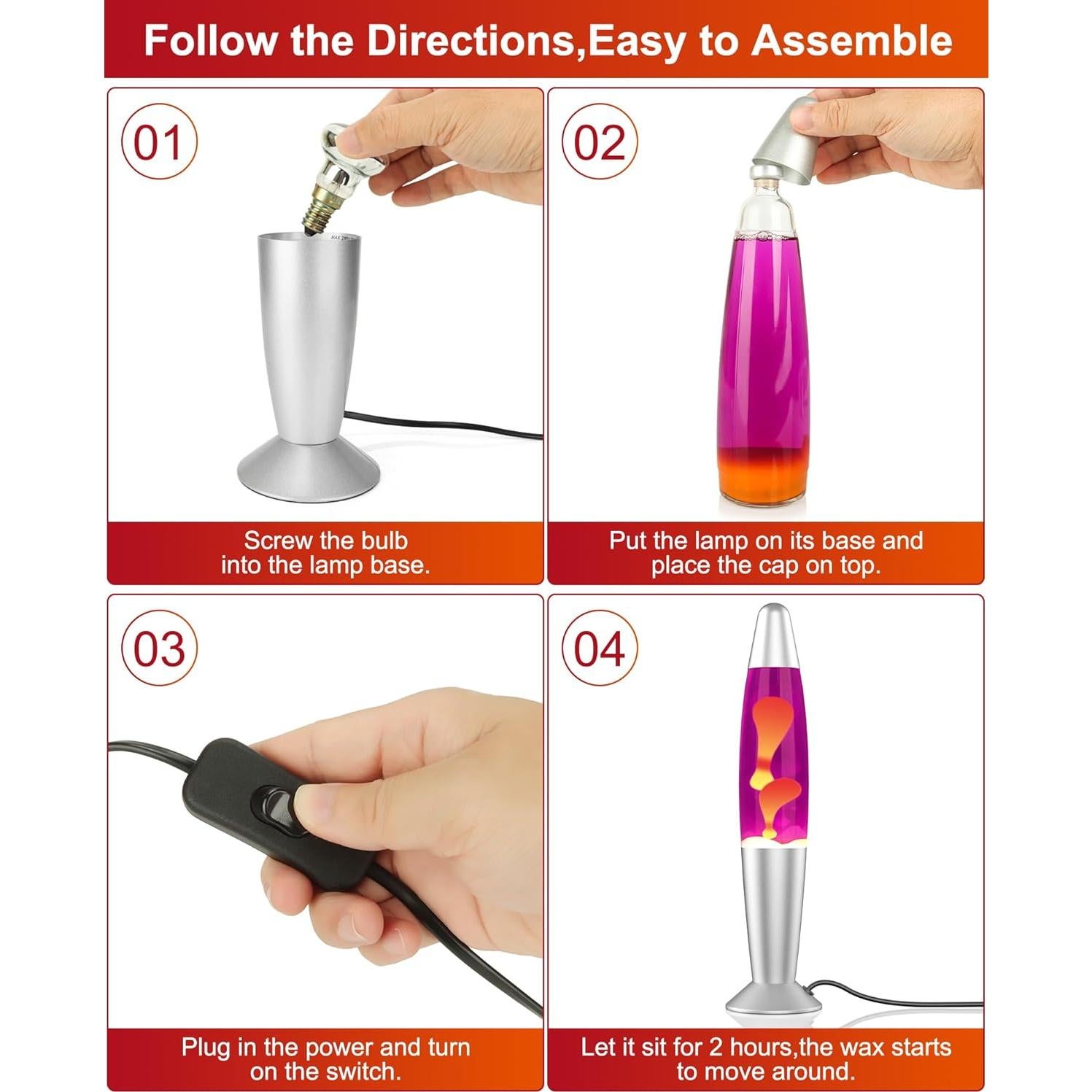 Lámpara de Movimiento Líquido Eadaiylon 33cm Rosa y Amarilla