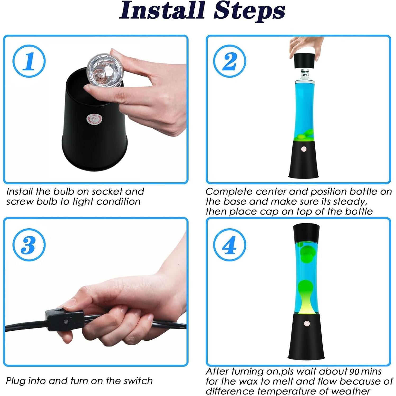 Lámpara de Movimiento Líquido Vanful 40 cm Azul Amarillo