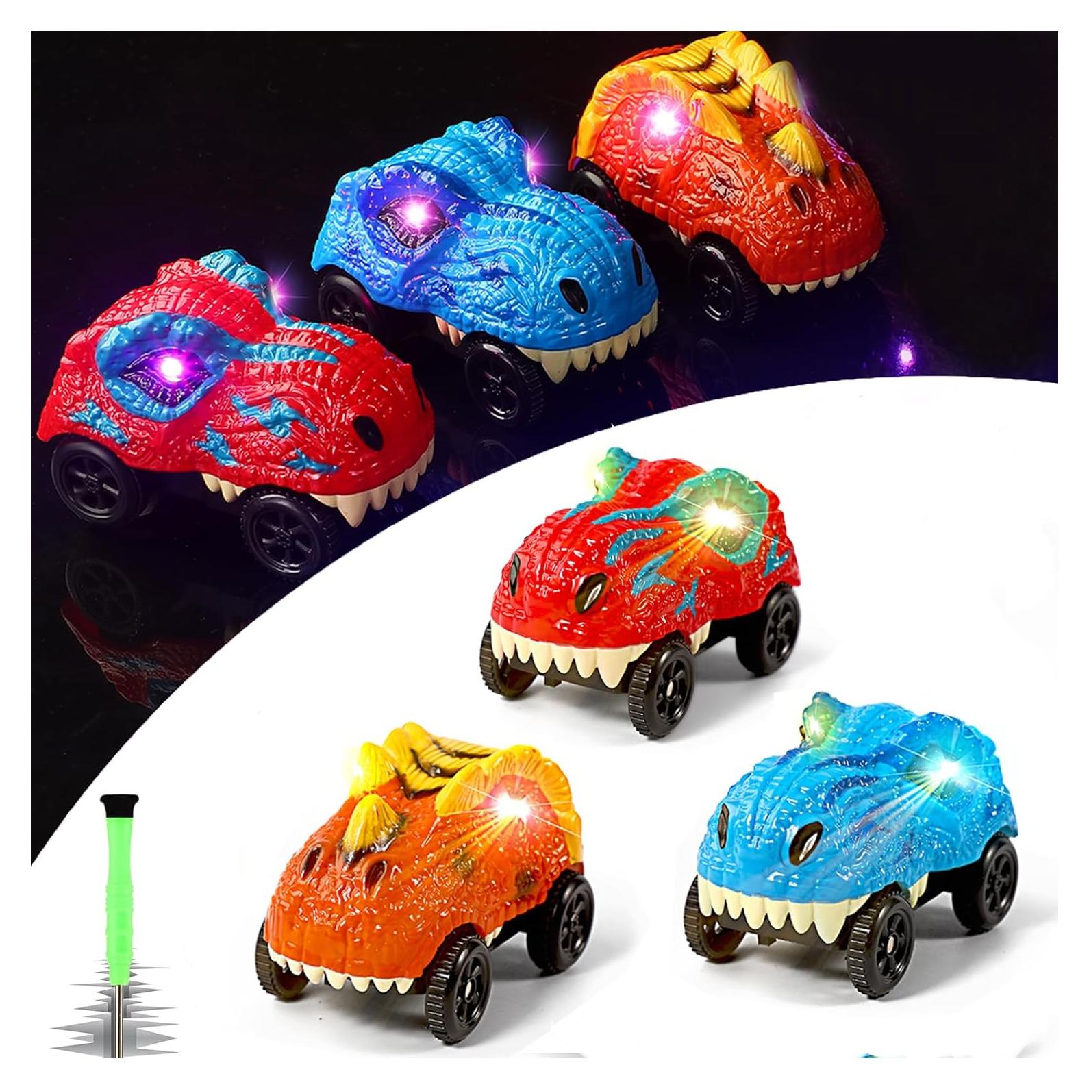 Coches de Pista de Dinosaurio Save Unicorn - 3 LED, 9 cm