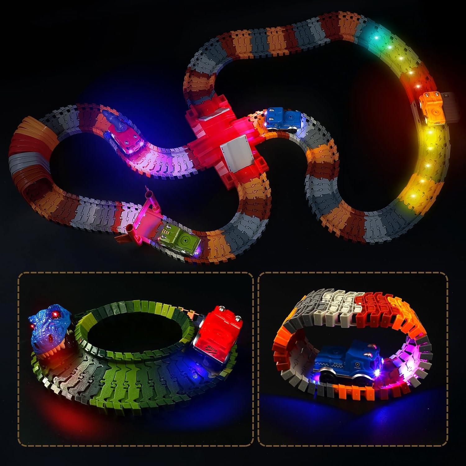 Coches de Pista de Dinosaurio Save Unicorn - 3 LED, 9 cm