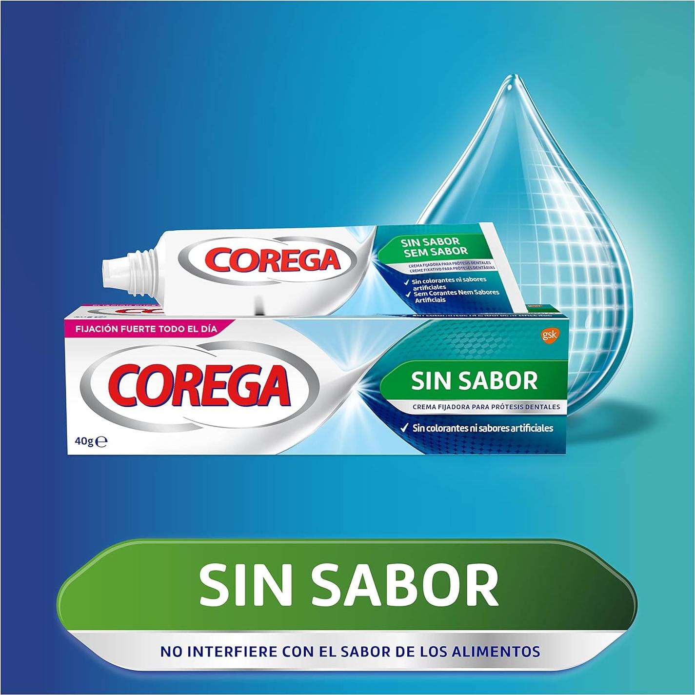 Crema Fijadora para Dentaduras Corega Sin Sabor 40g