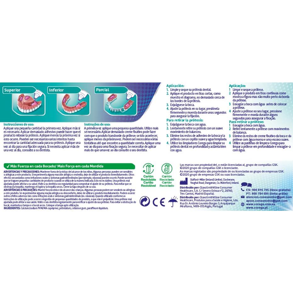 Crema Fijadora para Dentaduras Corega Sin Sabor 40g