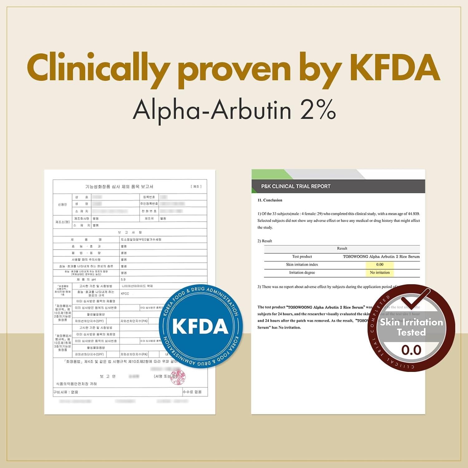 Suero Facial Arbutina Alpha 2% TOSOWOONG 33ml Hidratante