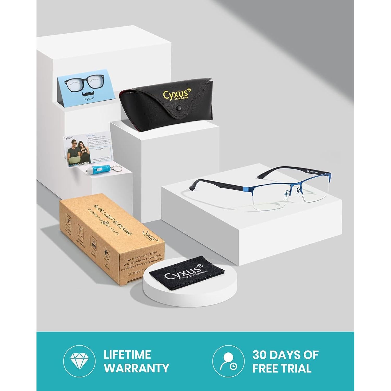 Gafas de Luz Azul Cyxus para Hombres - Montura TR90, UV 99% - Alivio Fatiga Visual