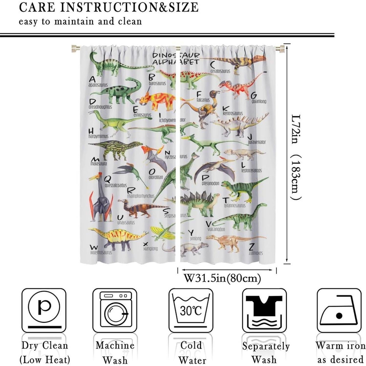 Cortinas de Dinosaurios ShiTingYu 2 Paneles 160x180cm