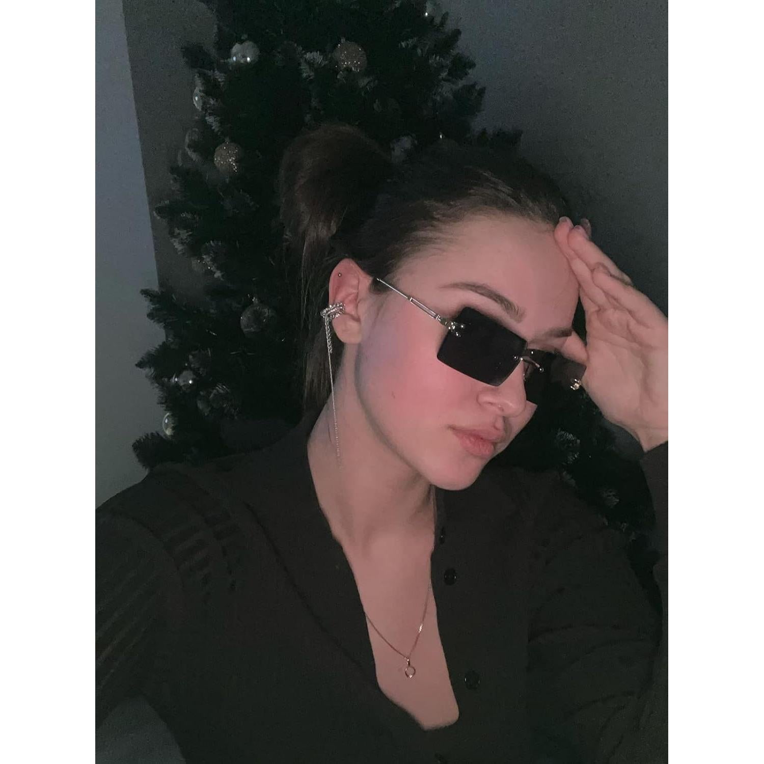 Gafas de sol rectangulares Poraday sin montura UV400 caramelo