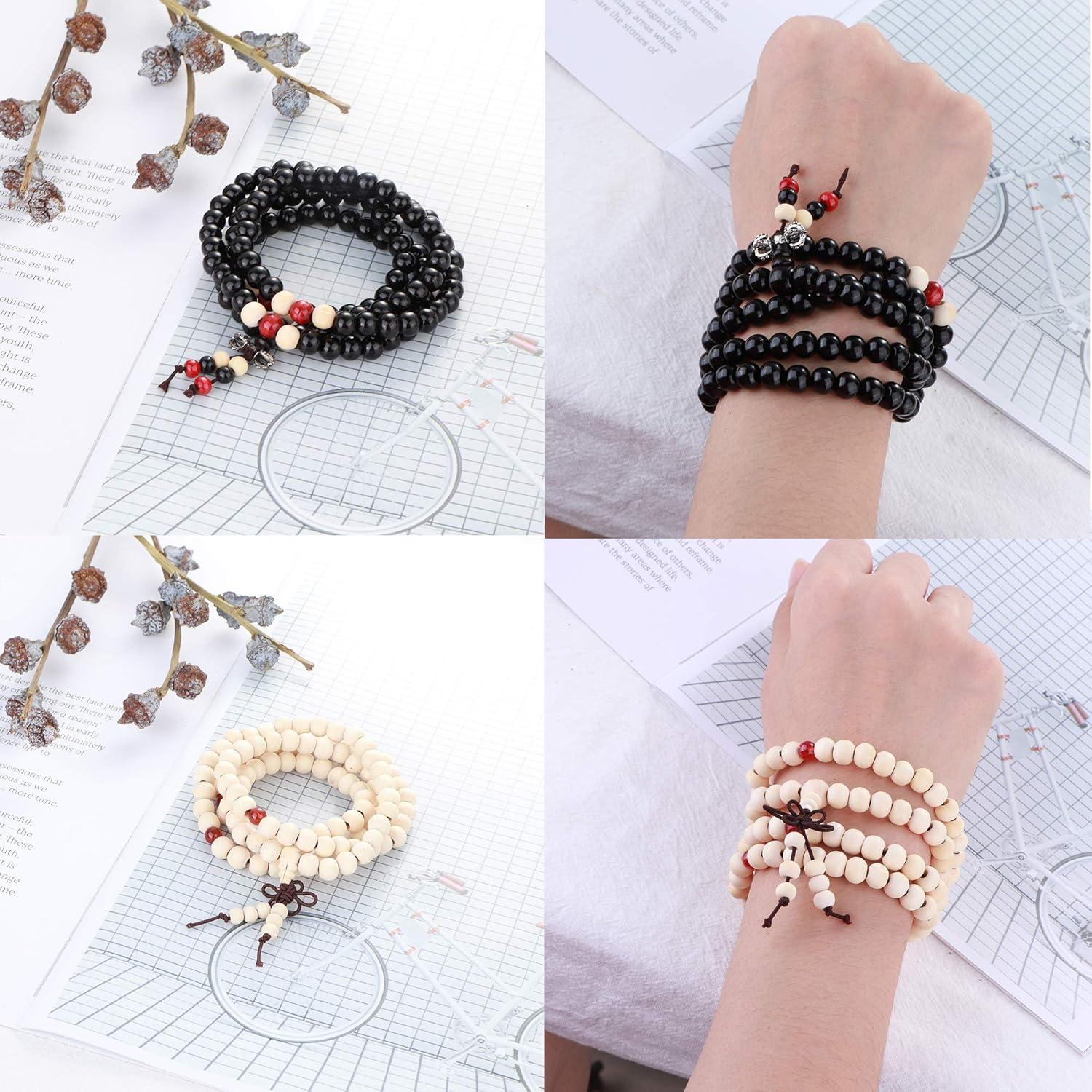 Pulseras de Cuentas Mala 108 LOYALLOOK - Madera de Sándalo 8mm