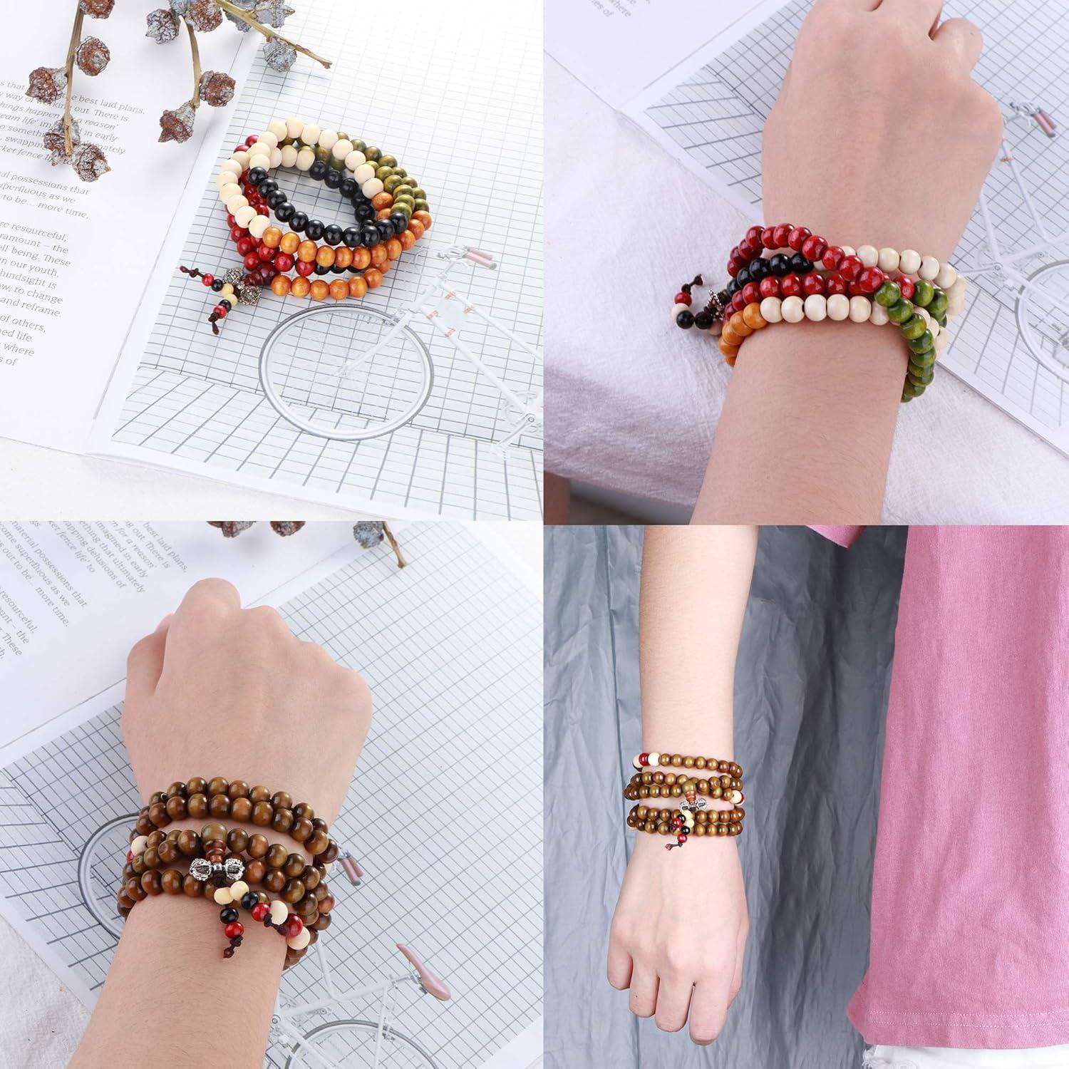 Pulseras de Cuentas Mala 108 LOYALLOOK - Madera de Sándalo 8mm