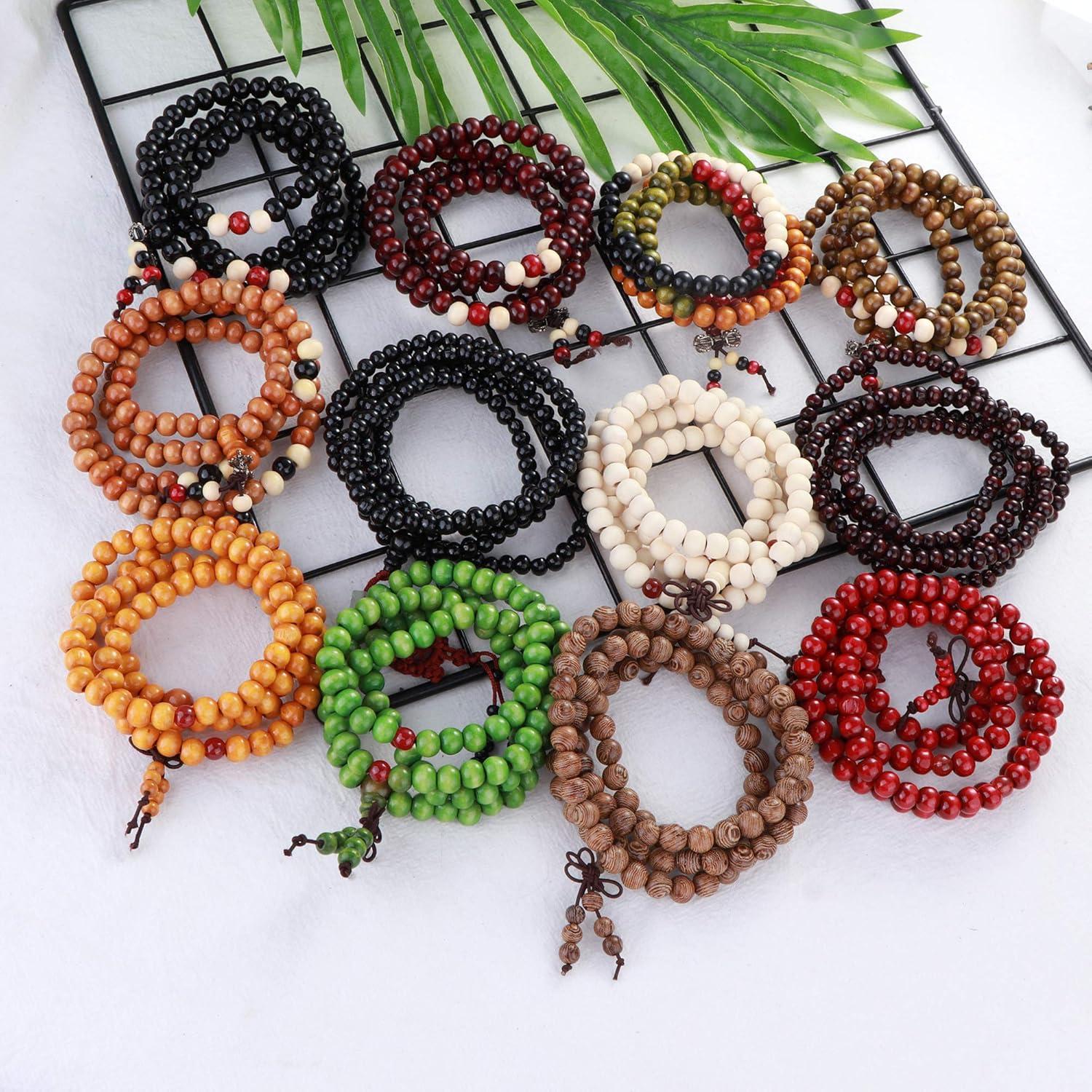 Pulseras de Cuentas Mala 108 LOYALLOOK - Madera de Sándalo 8mm