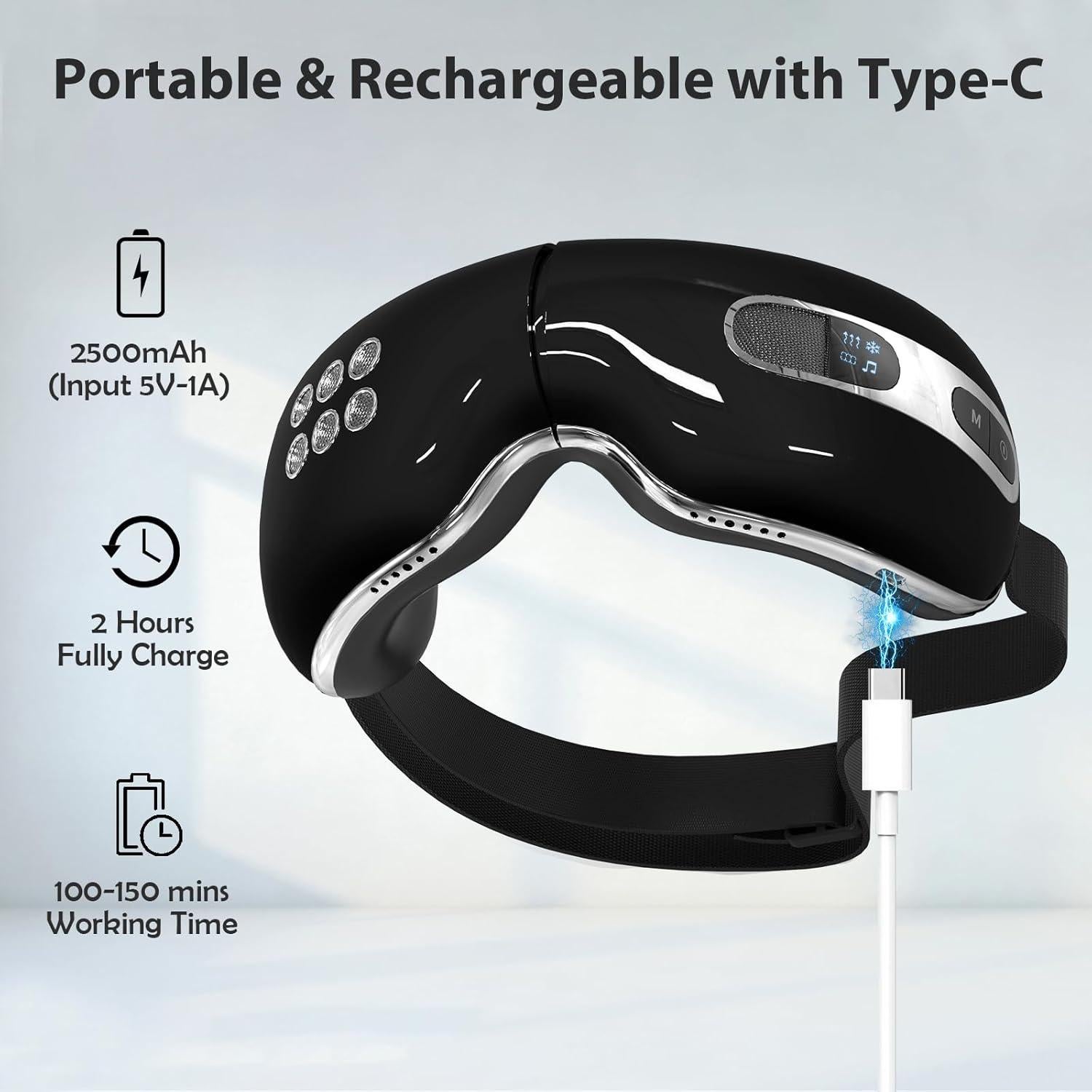 Masajeador de Ojos Fmalve con Calor y Enfriamiento 19.8x5.7cm