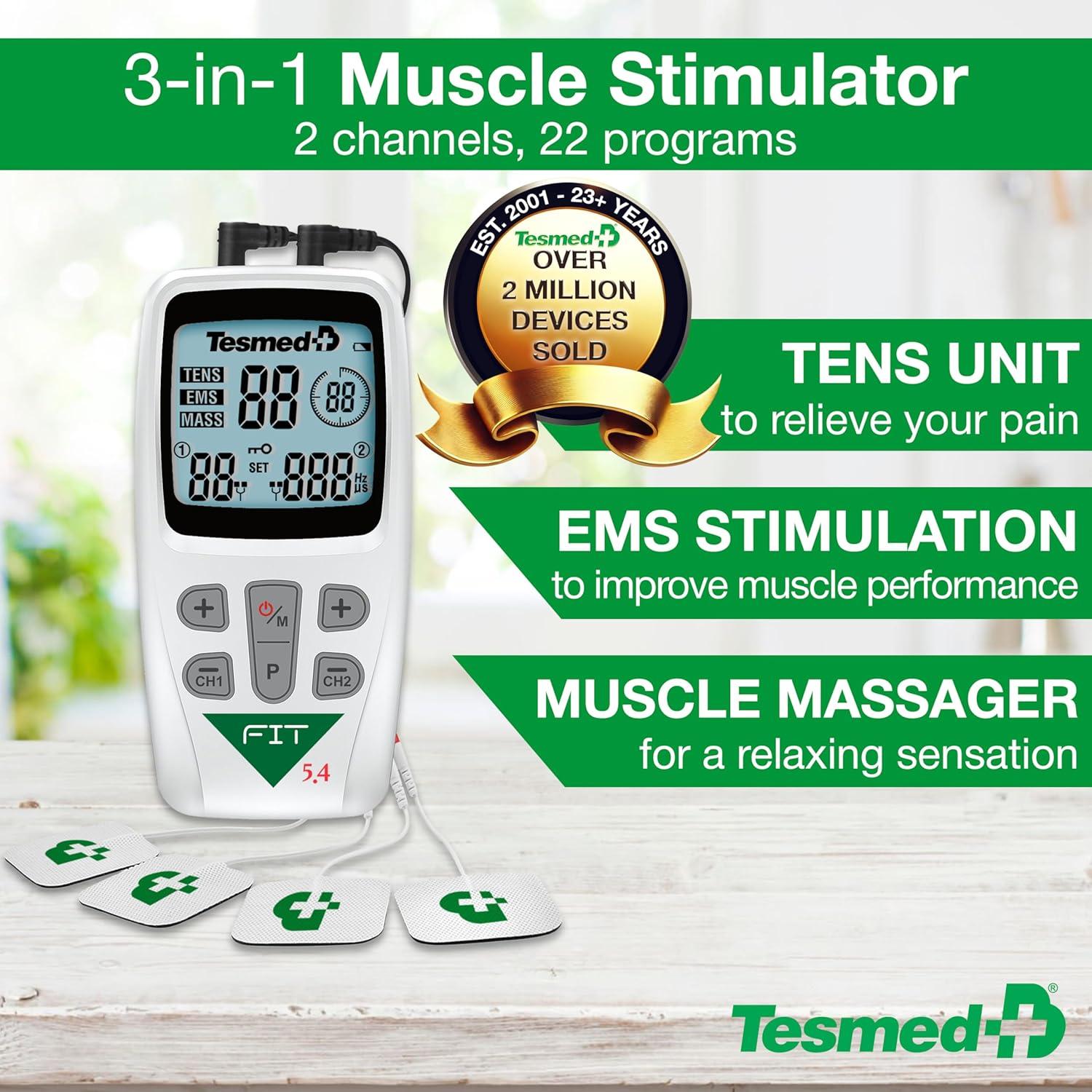 Estimulación Muscular Tesmed Fit 5.4 - 22 Programas, 4 Electrodos