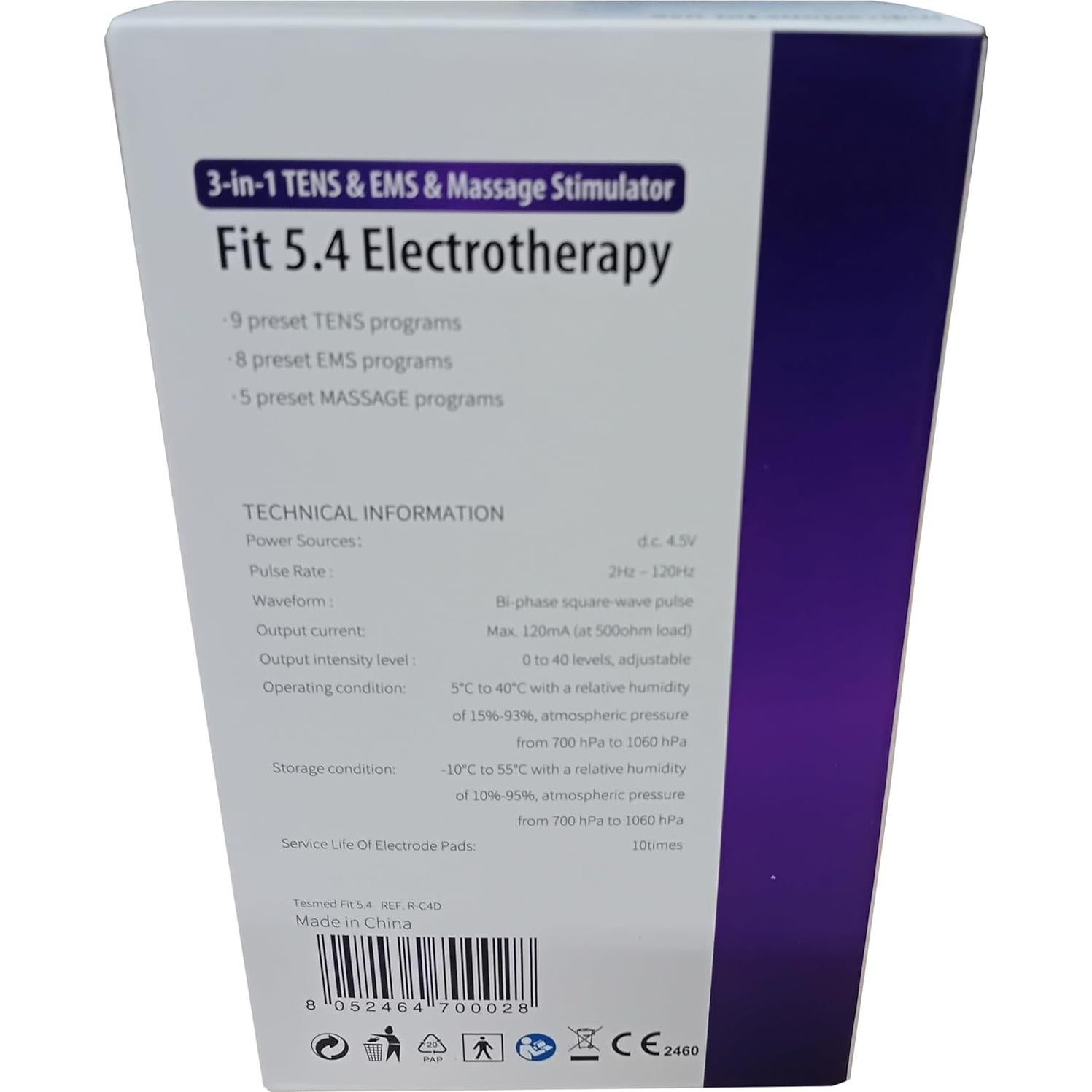 Estimulación Muscular Tesmed Fit 5.4 - 22 Programas, 4 Electrodos