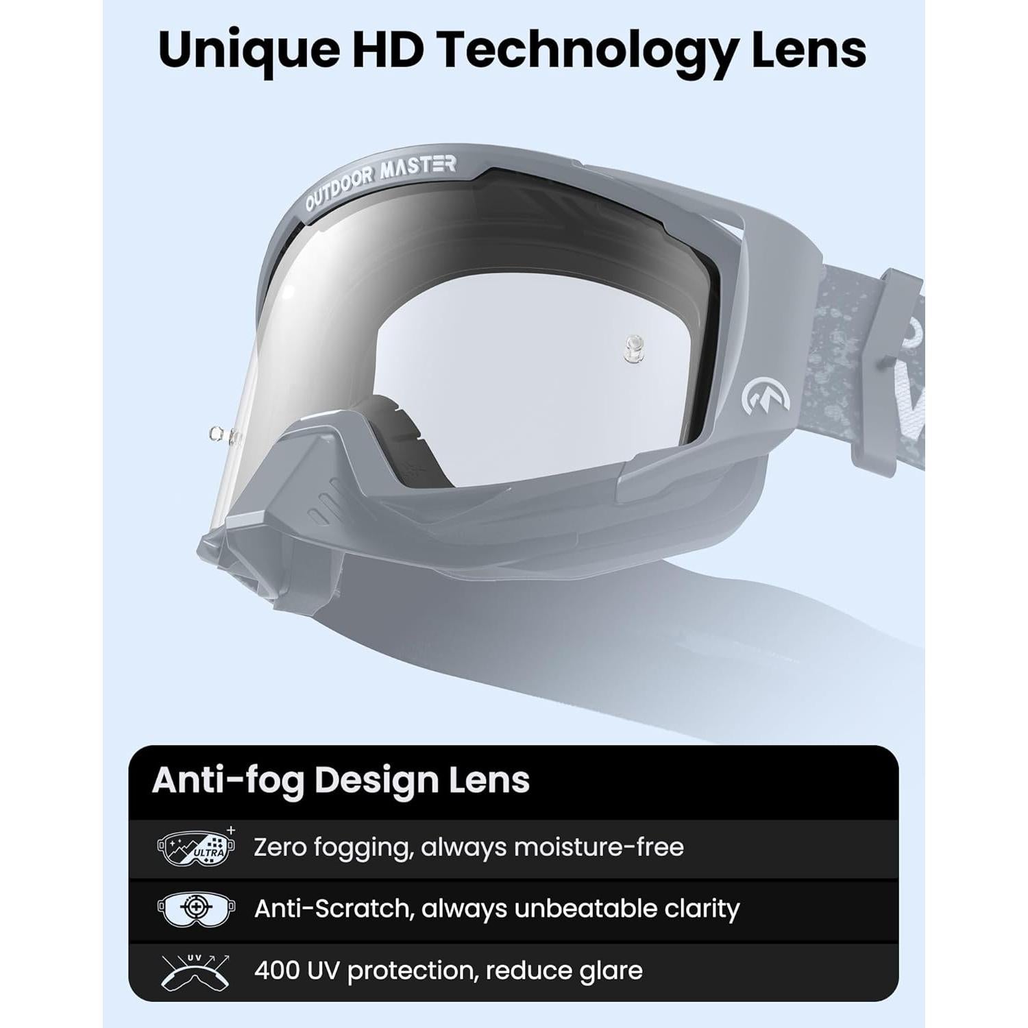 Gafas de Moto OutdoorMaster Mustang OTG Lente Clara Unisex