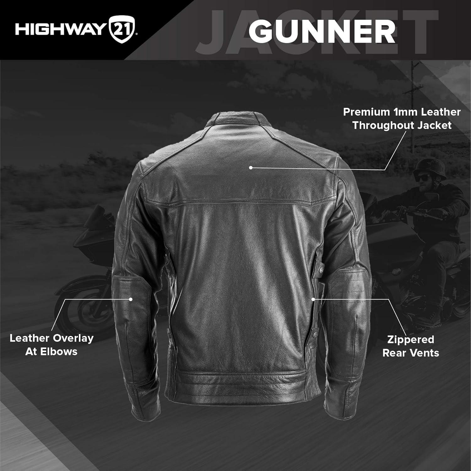 Chaqueta de Cuero Highway 21 Gunner Unisex con Ventilaciones