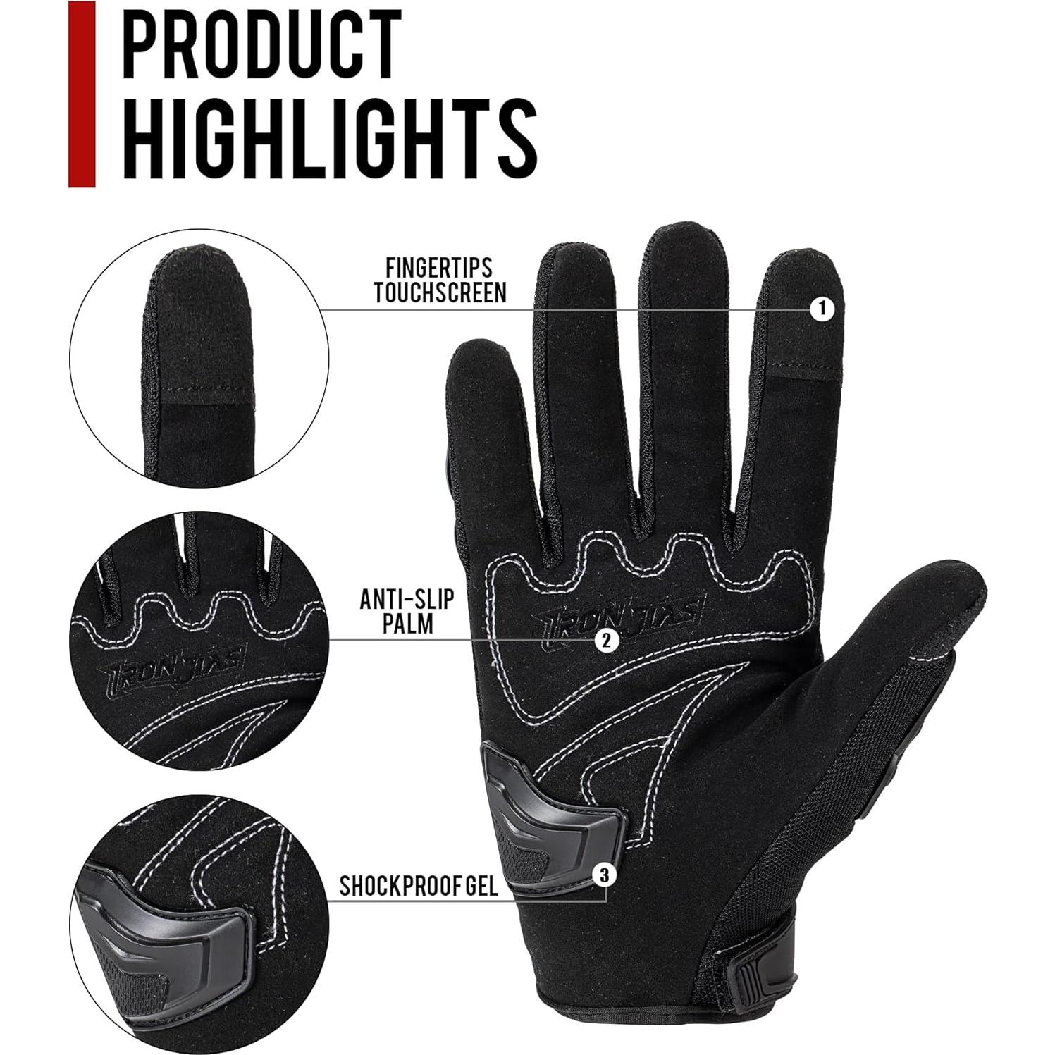 Guantes de Moto IRON JIA'S AXE-10 Negros Medianos Transpirables