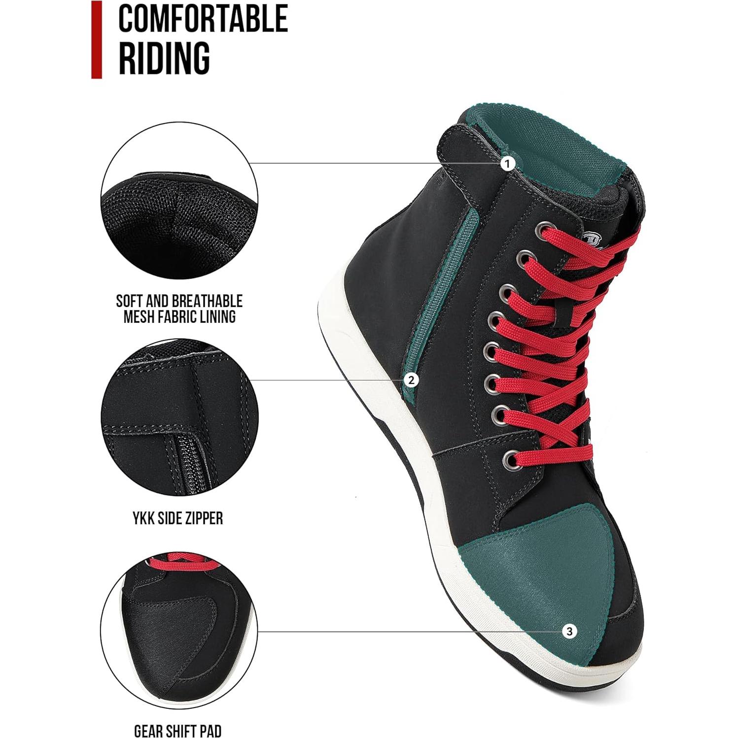 Botas de Motocicleta BORLENI XZ001 Negras Transpirables 0.98kg