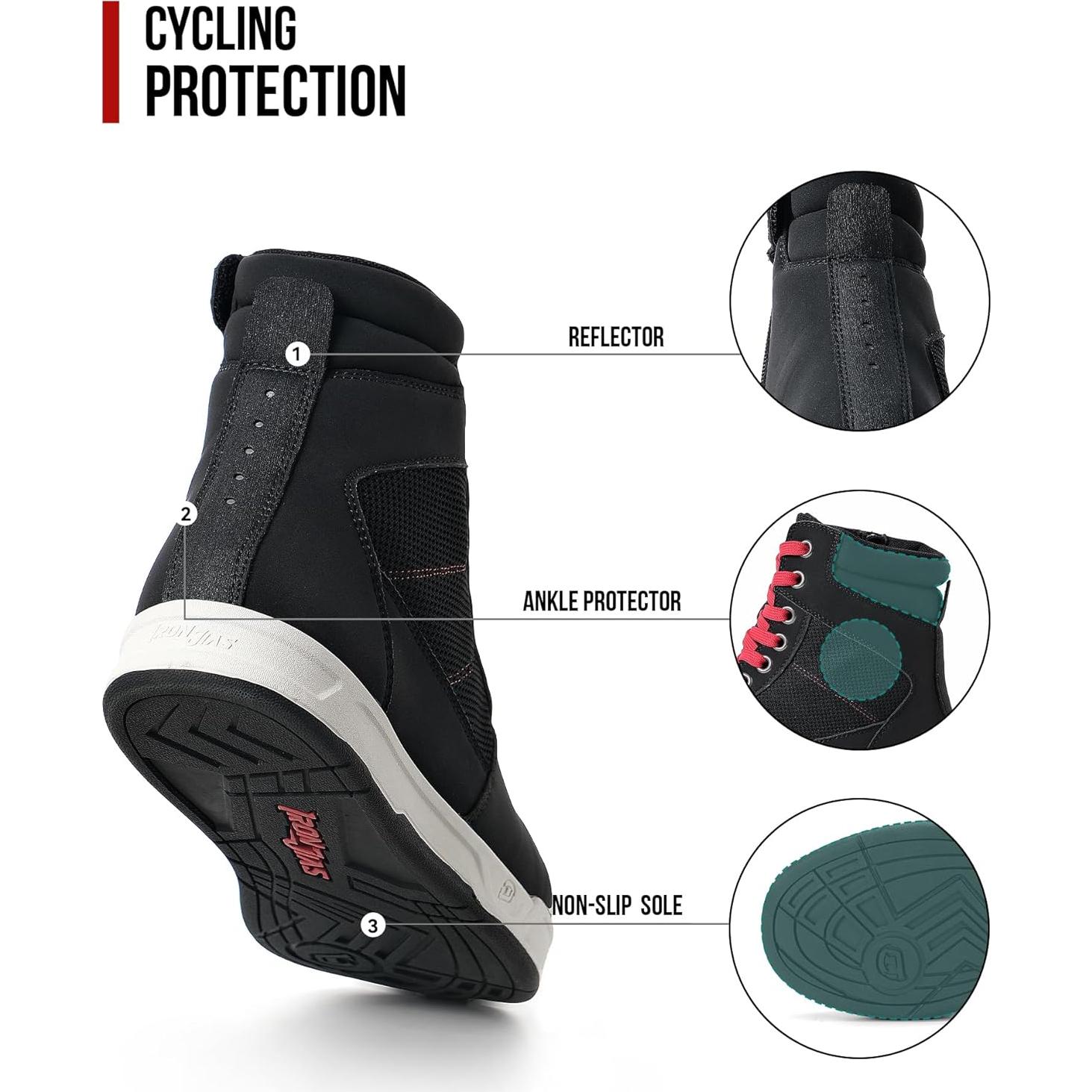 Botas de Motocicleta BORLENI XZ001 Negras Transpirables 0.98kg