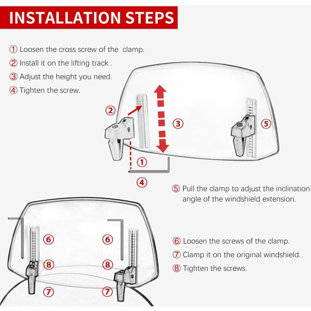 Extensión de Parabrisas de Motocicleta KICRY Transparente