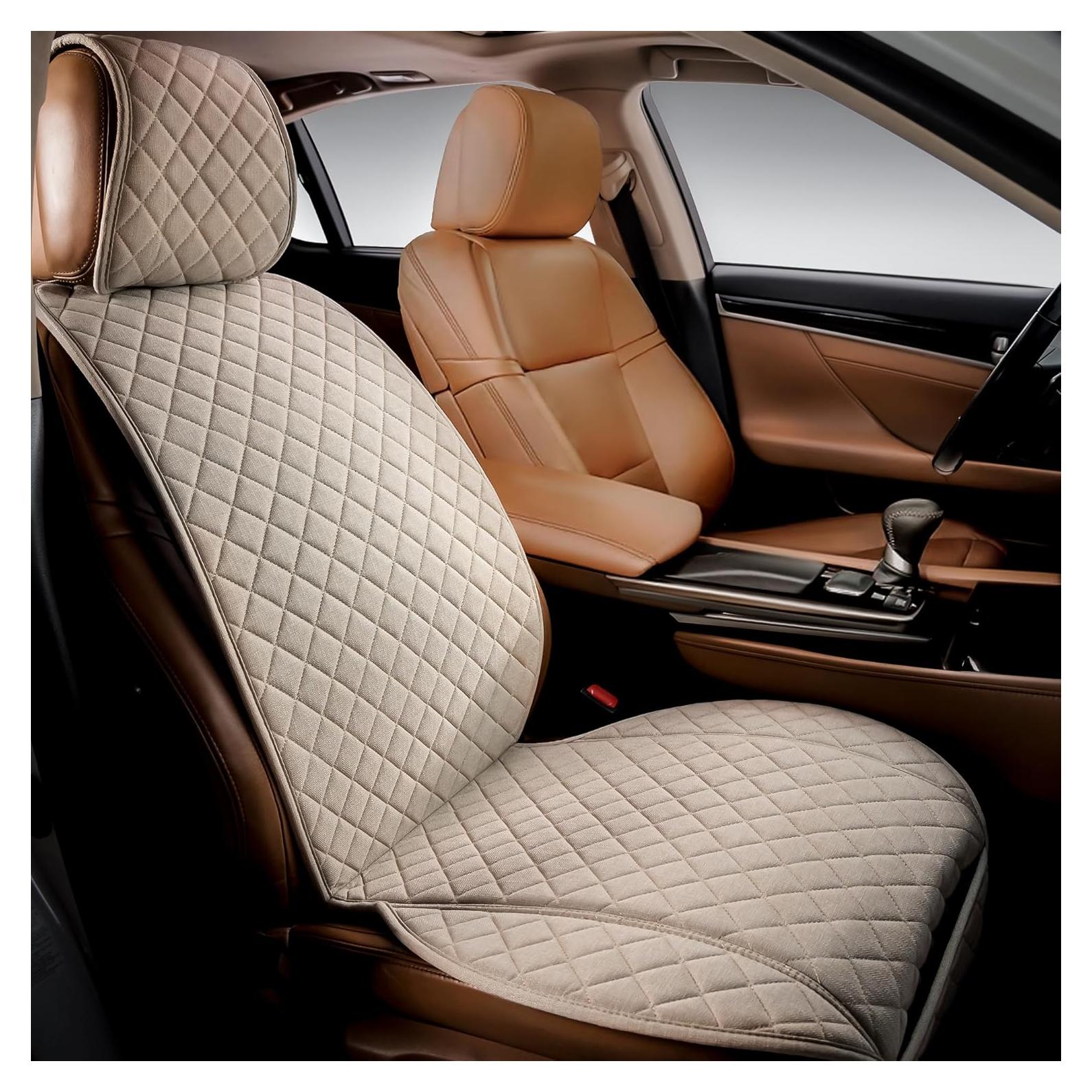 Funda de Asiento de Coche IVICY Beige Lino Antideslizante