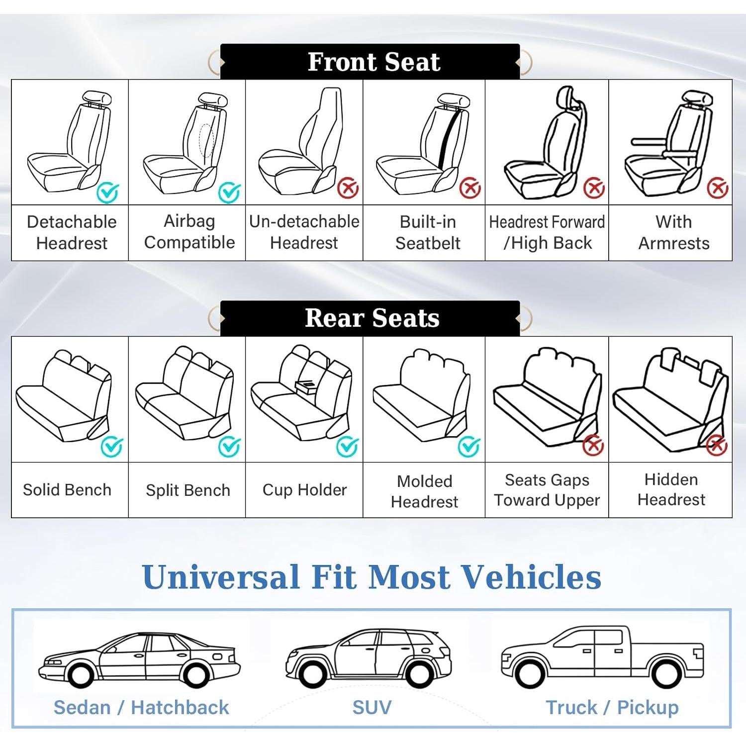 Cubiertas de Asiento Delantero Coverado Beige Ajuste Universal