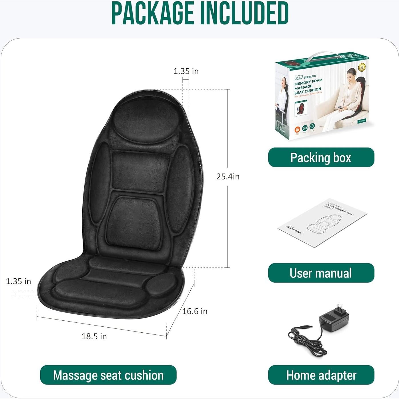 Cojín de Masaje Vibratorio Snailax con Calor, 42x14cm