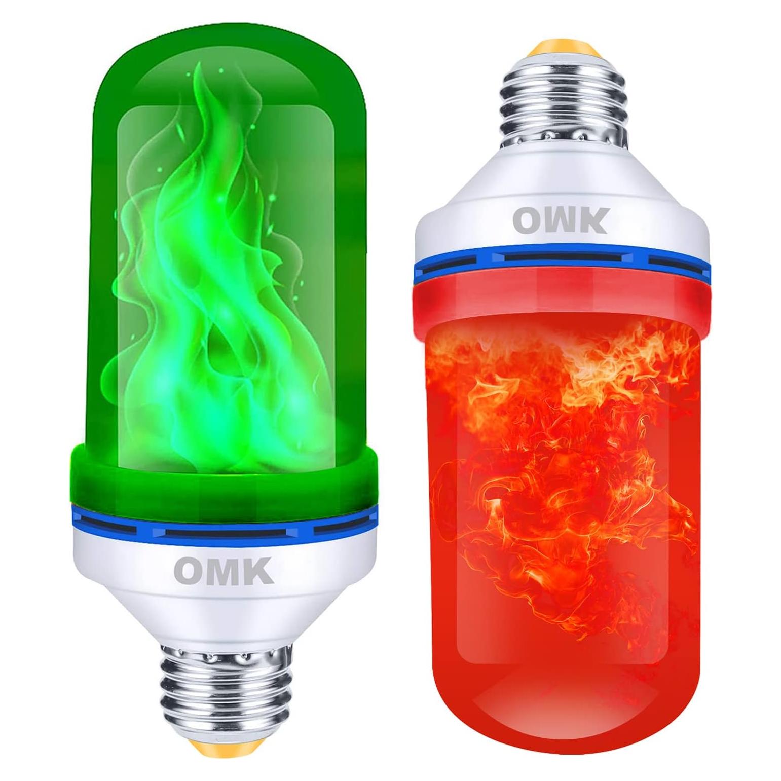 Bombillas LED Efecto Llama OMK 2Pack Verde y Rojo 12.7cm