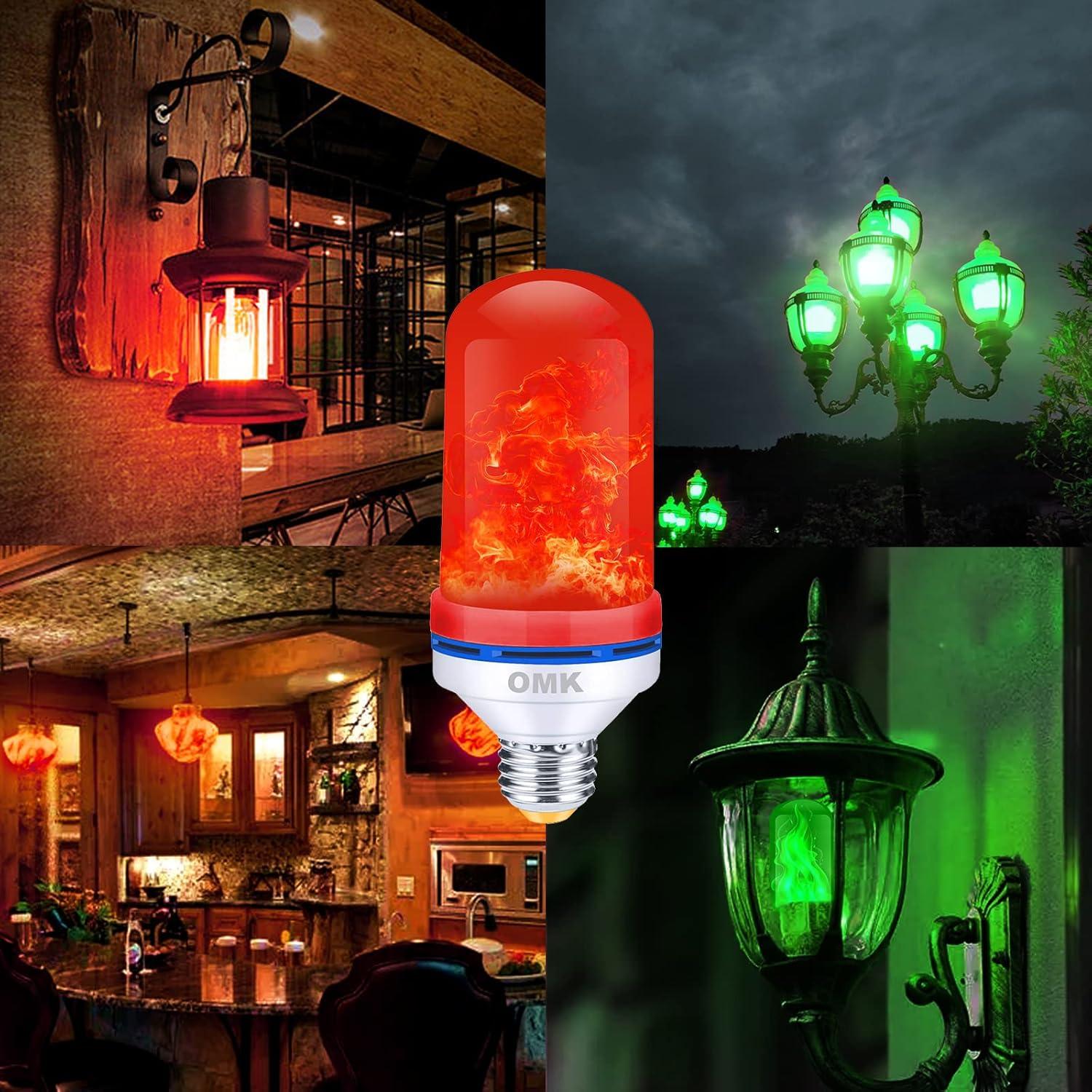 Bombillas LED Efecto Llama OMK 2Pack Verde y Rojo 12.7cm