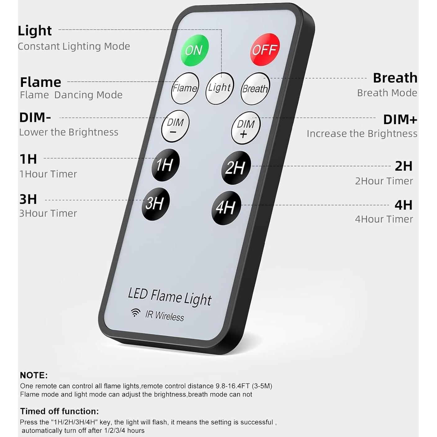 Luz de Efecto Llama LED Casashiner con Control Remoto 1 Paquete