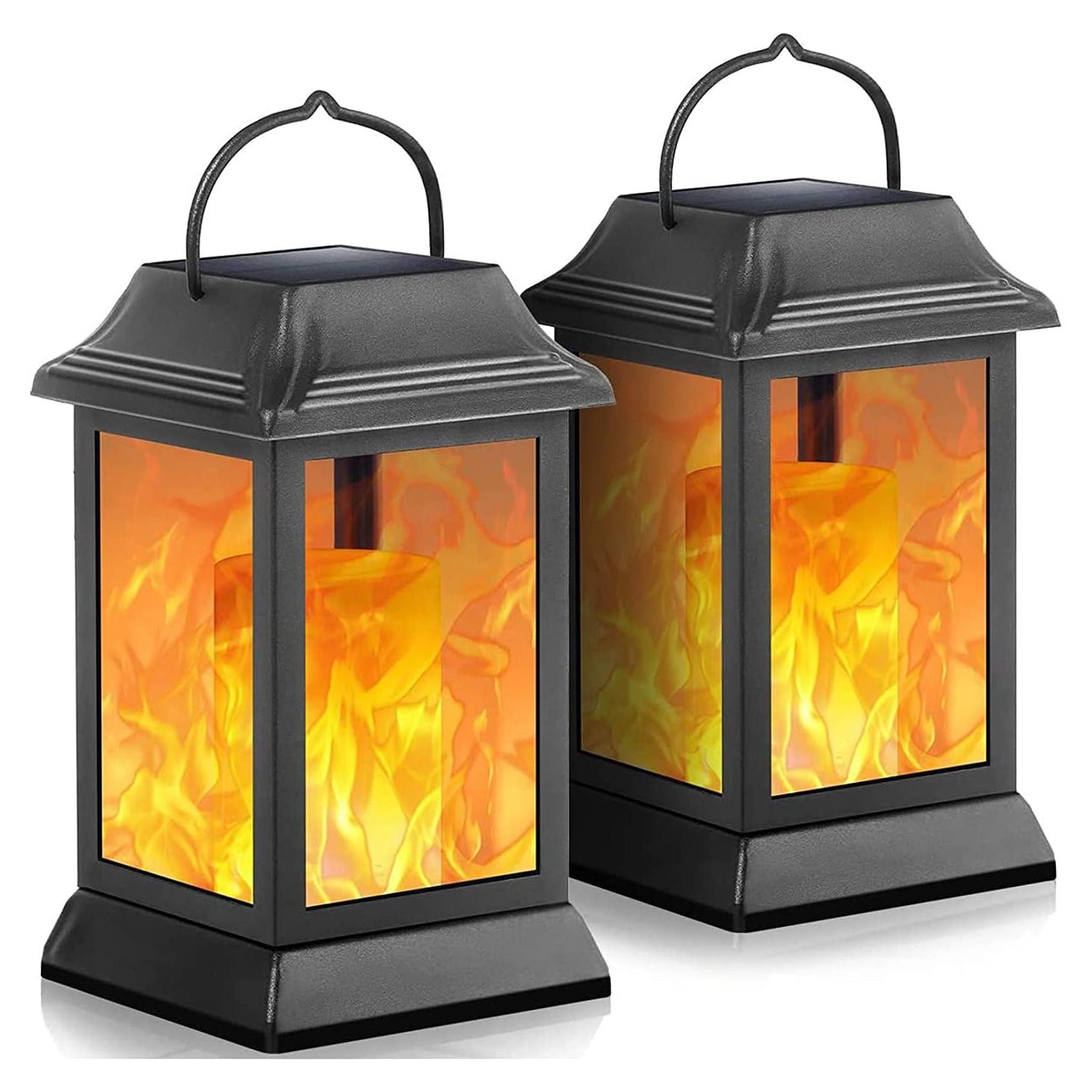 Lámpara Solar Colgante TomCare Metal Efecto Llama Negra IP65