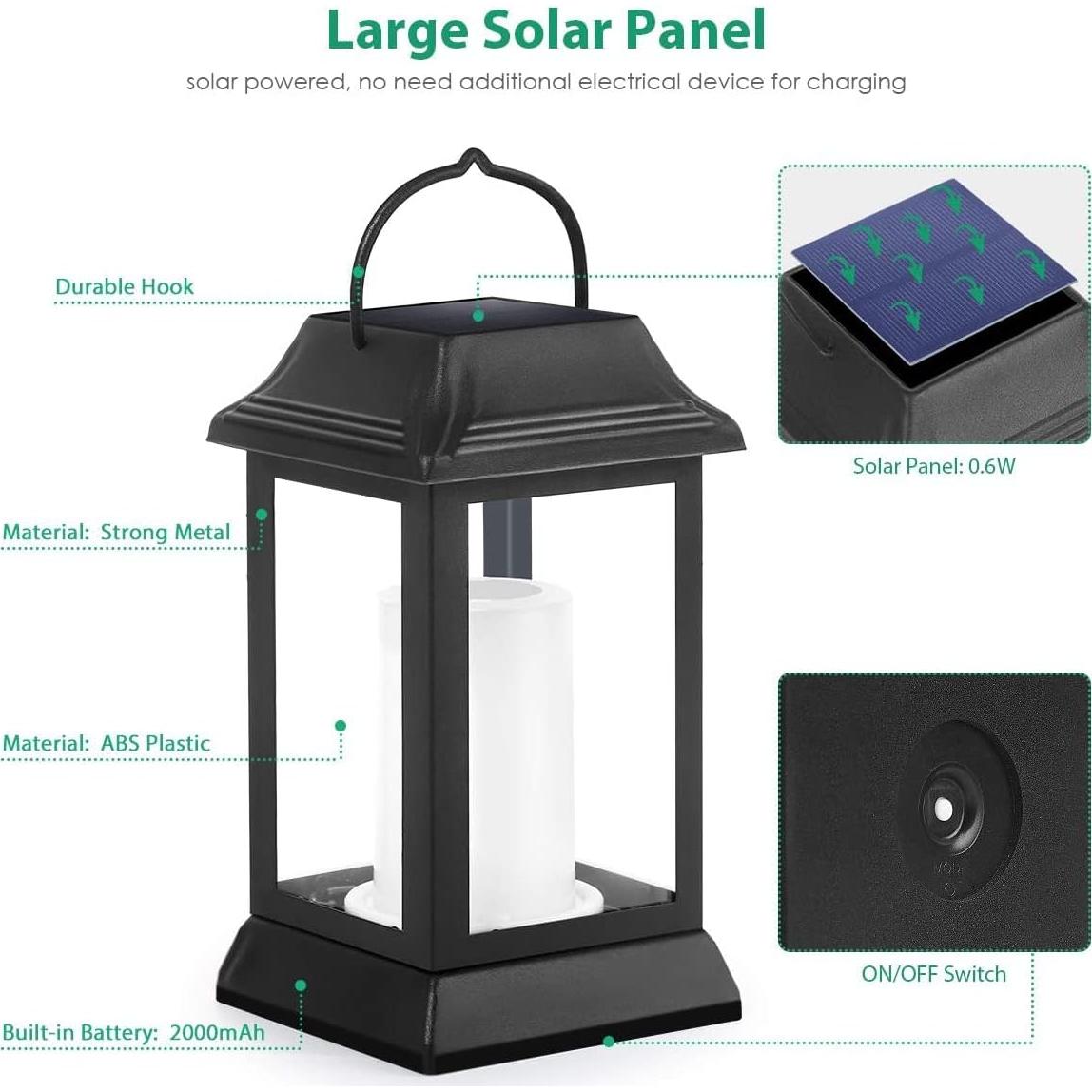 Lámpara Solar Colgante TomCare Metal Efecto Llama Negra IP65