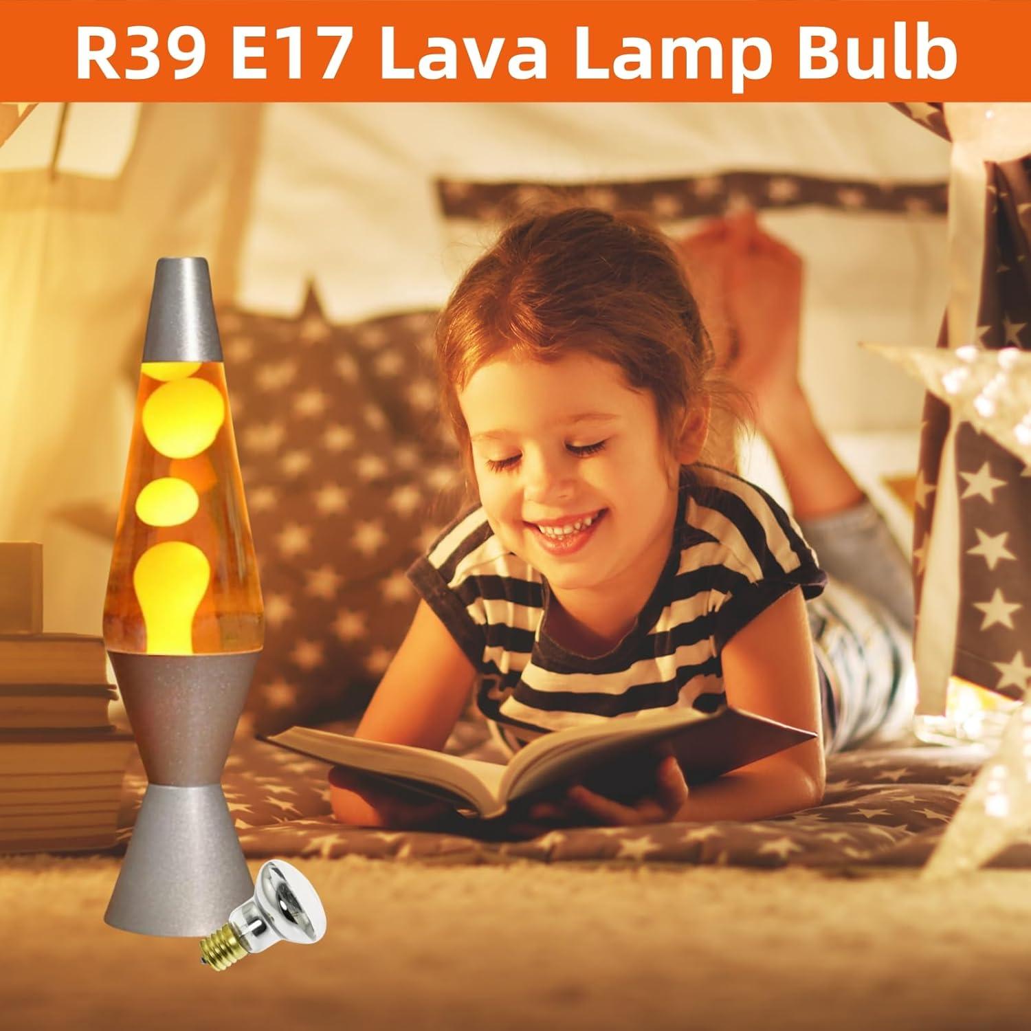 Paquete de 2 Bombillas de Lava R39 E17 25W para Lámparas
