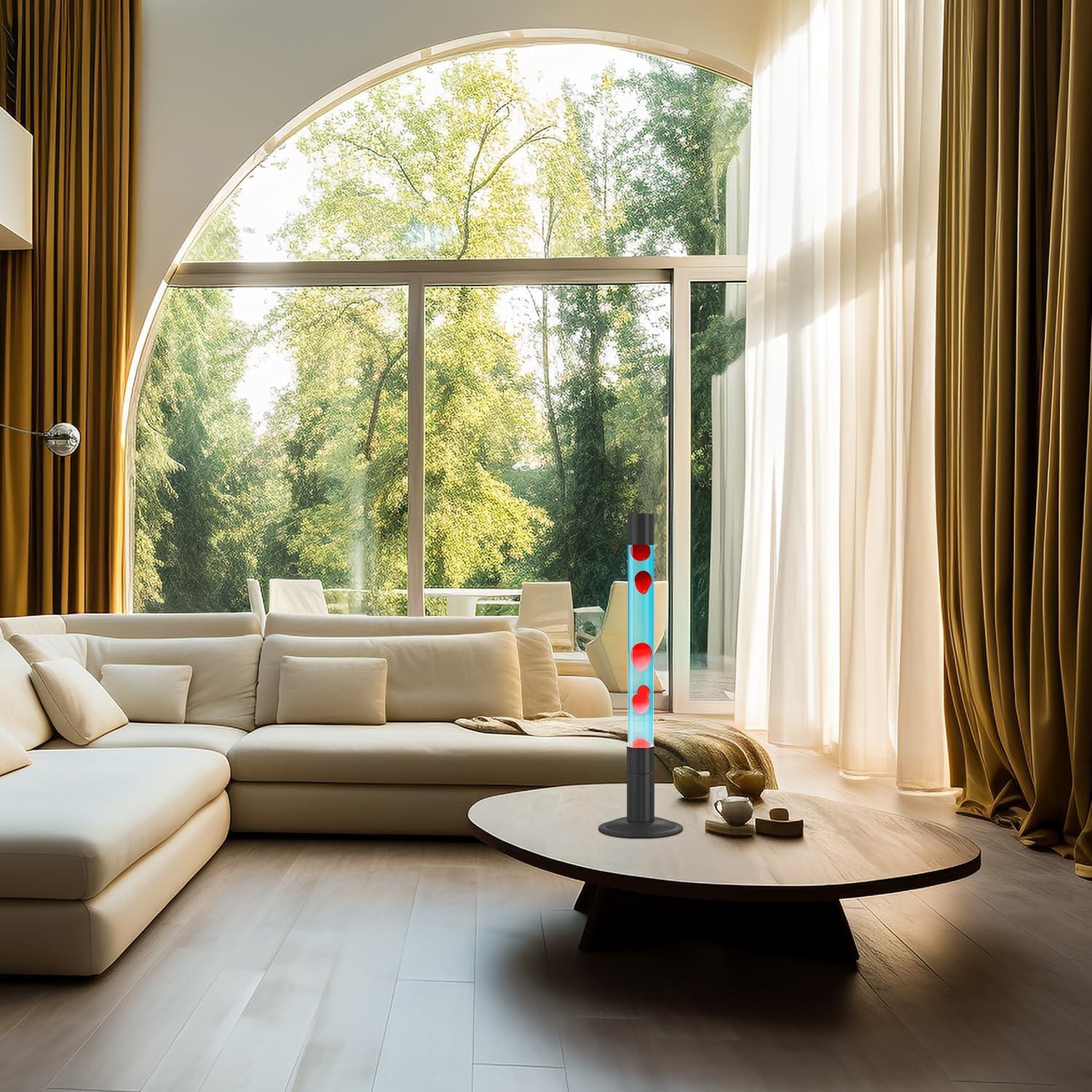 Lámpara de Movimiento Líquido LKUA 76 cm Agua Azul Cera Roja