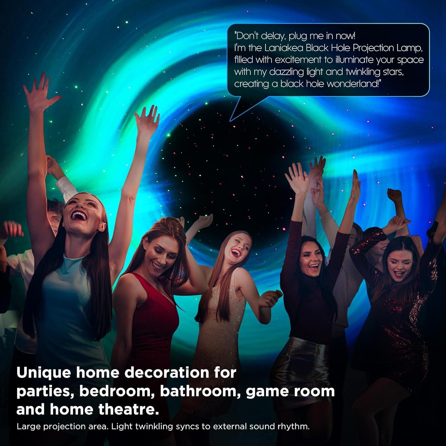 Galaxy Projector, Star Projector with Interstellar Black Hole and Moving Green and Red Stars for Meditation, Relaxation, Room Decor, Party, Gifts, LED Night Light for Bedroom