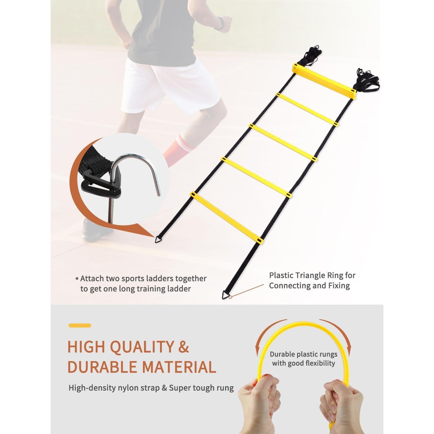 Conjunto de Entrenamiento de Agilidad GHB - 6 Postes, Escalera 6.1m