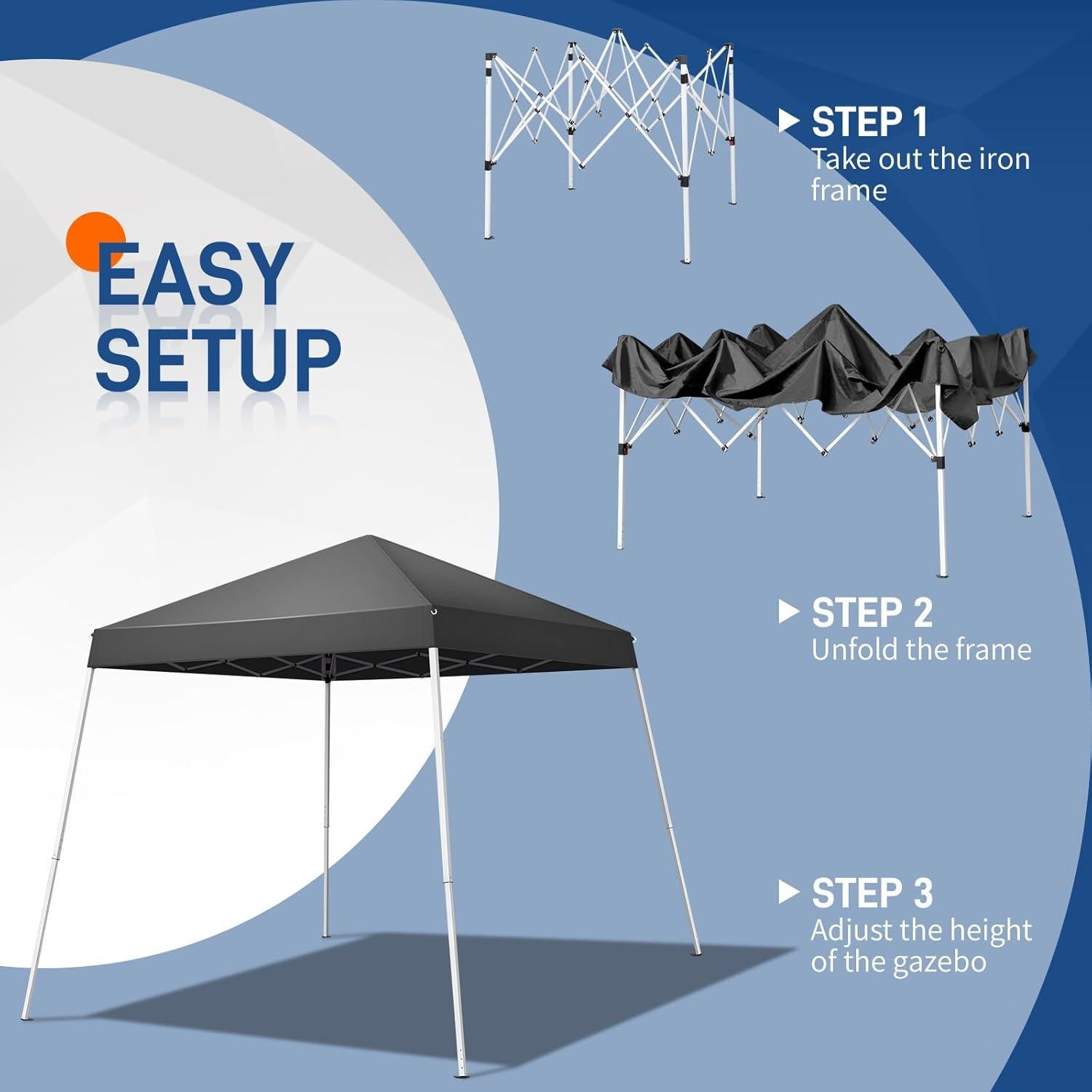 Carpa Plegable Pop Up Sepnefi 3x3m Impermeable Gris Oscuro