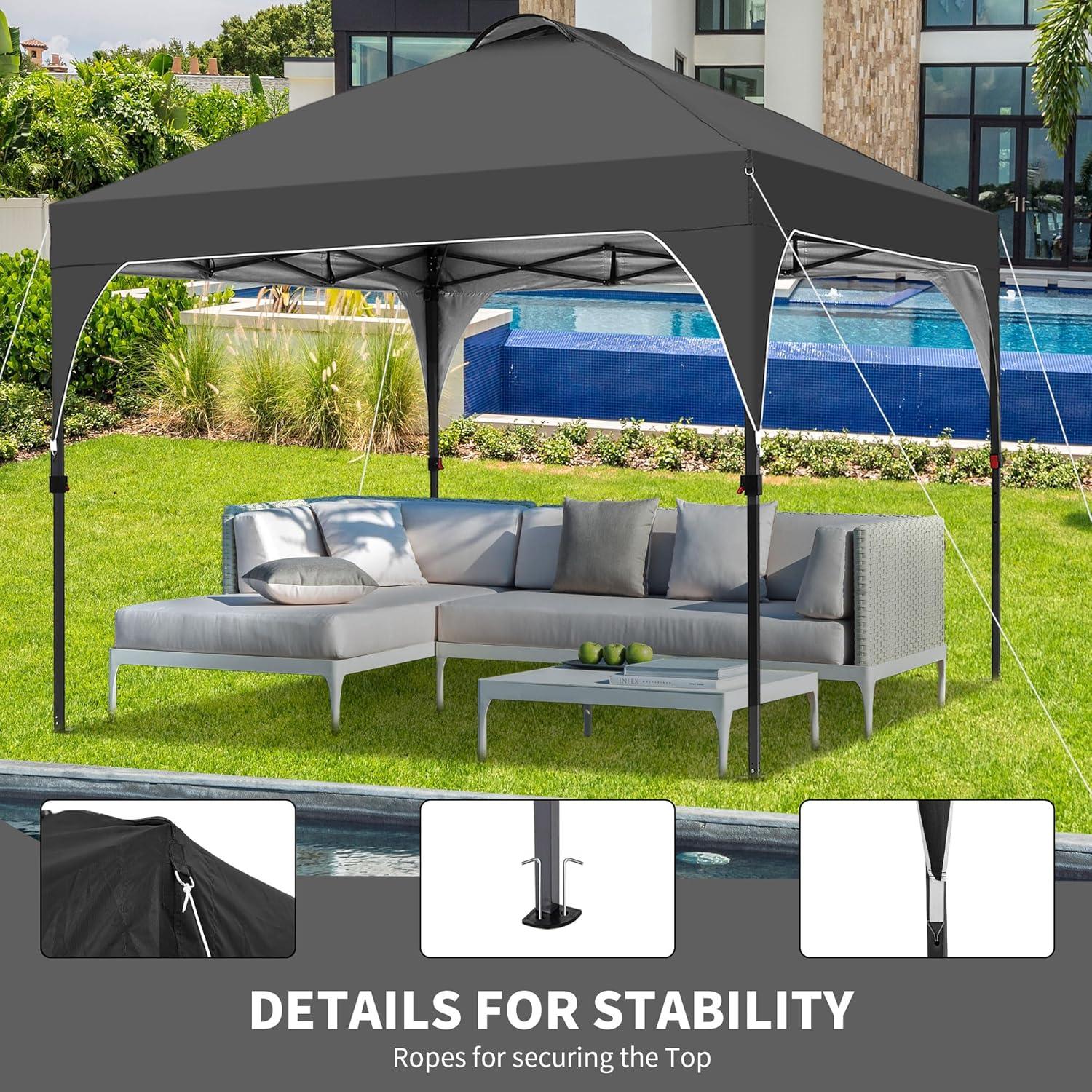 Carpa Pop Up HYD-Parts 2.44x2.44m Negra, 3 Alturas Ajustables